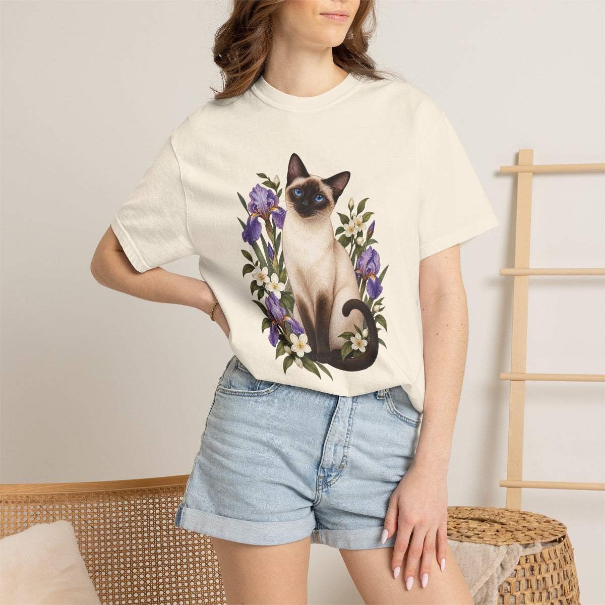 Siamese Cat T-Shirt — Irises & Intrigue