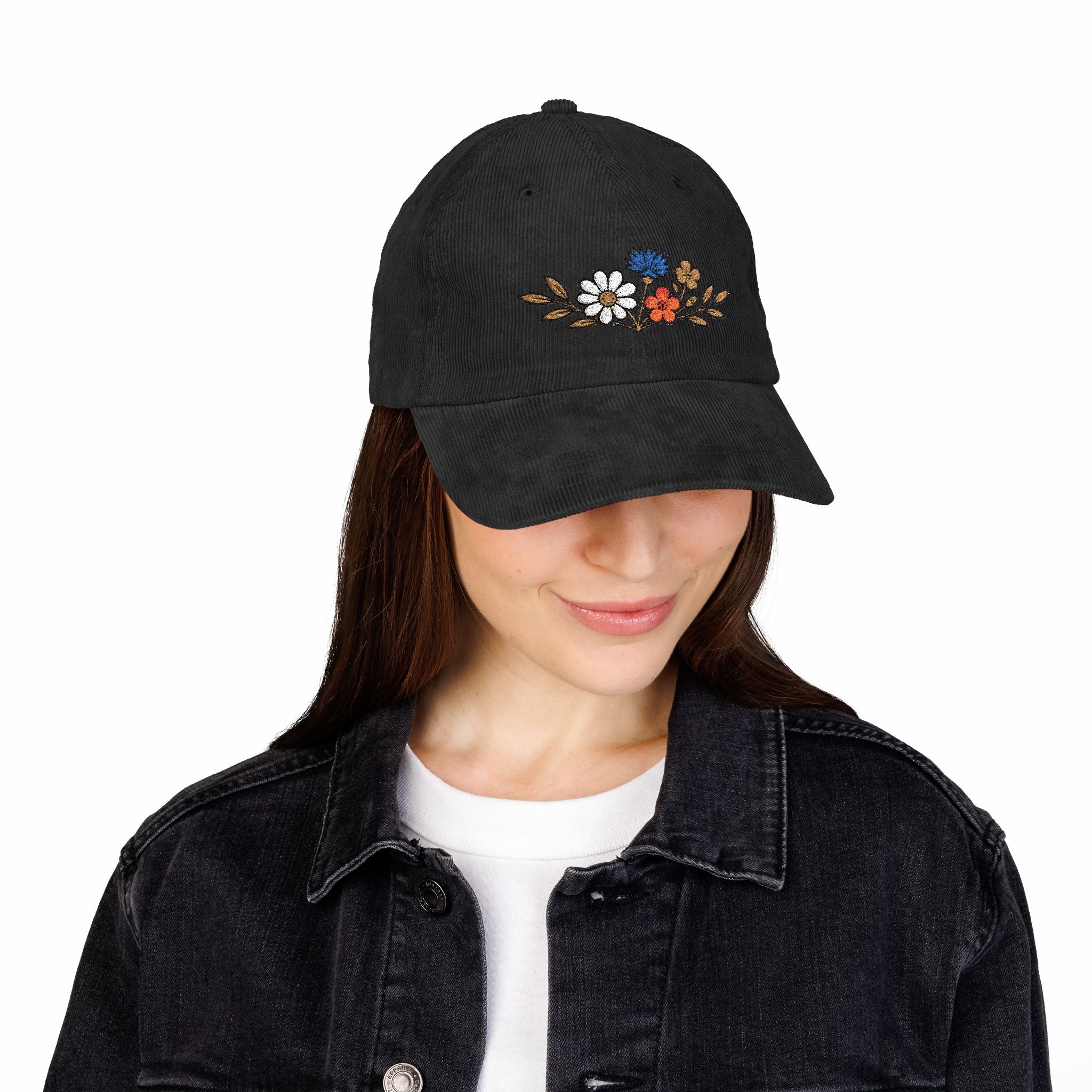 Wildflower Sprig — Embroidered Corduroy Hat