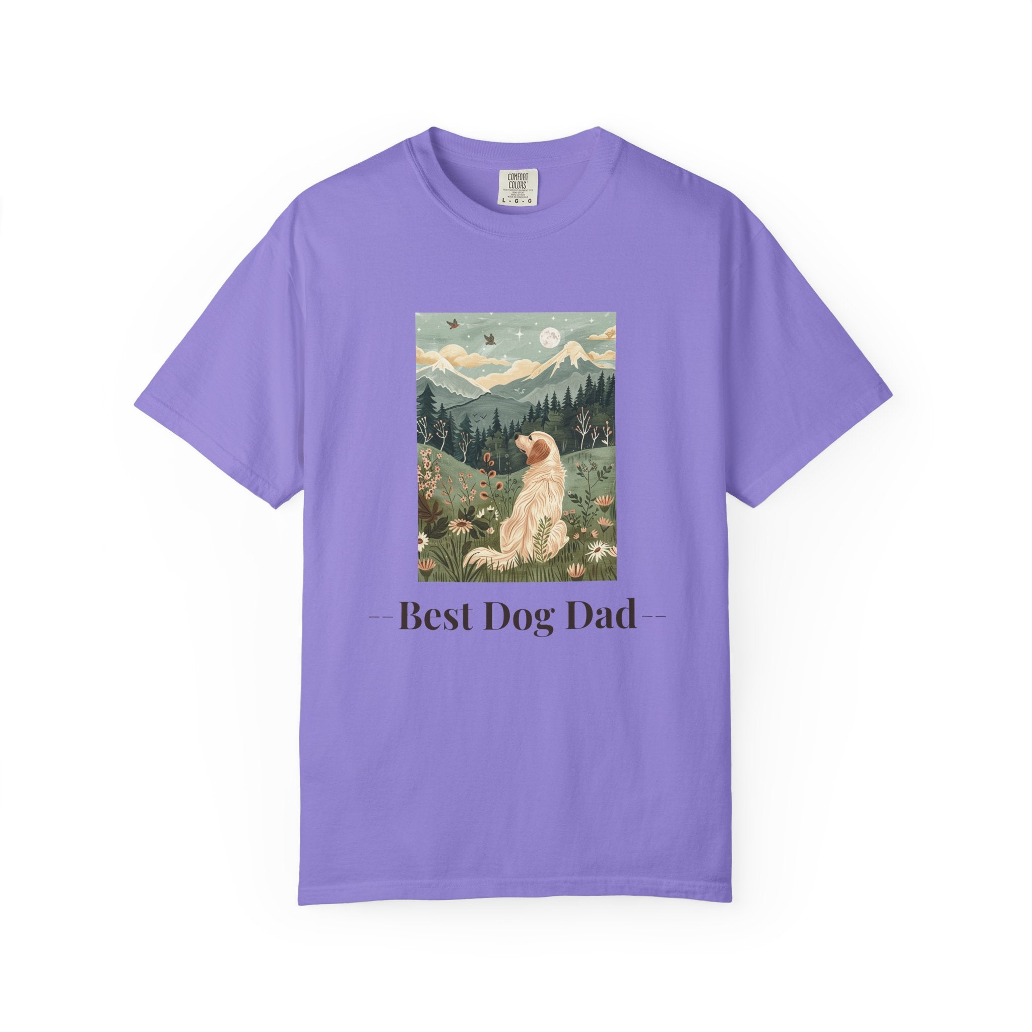 Best Dog Dad - Folk Art Golden Retriever