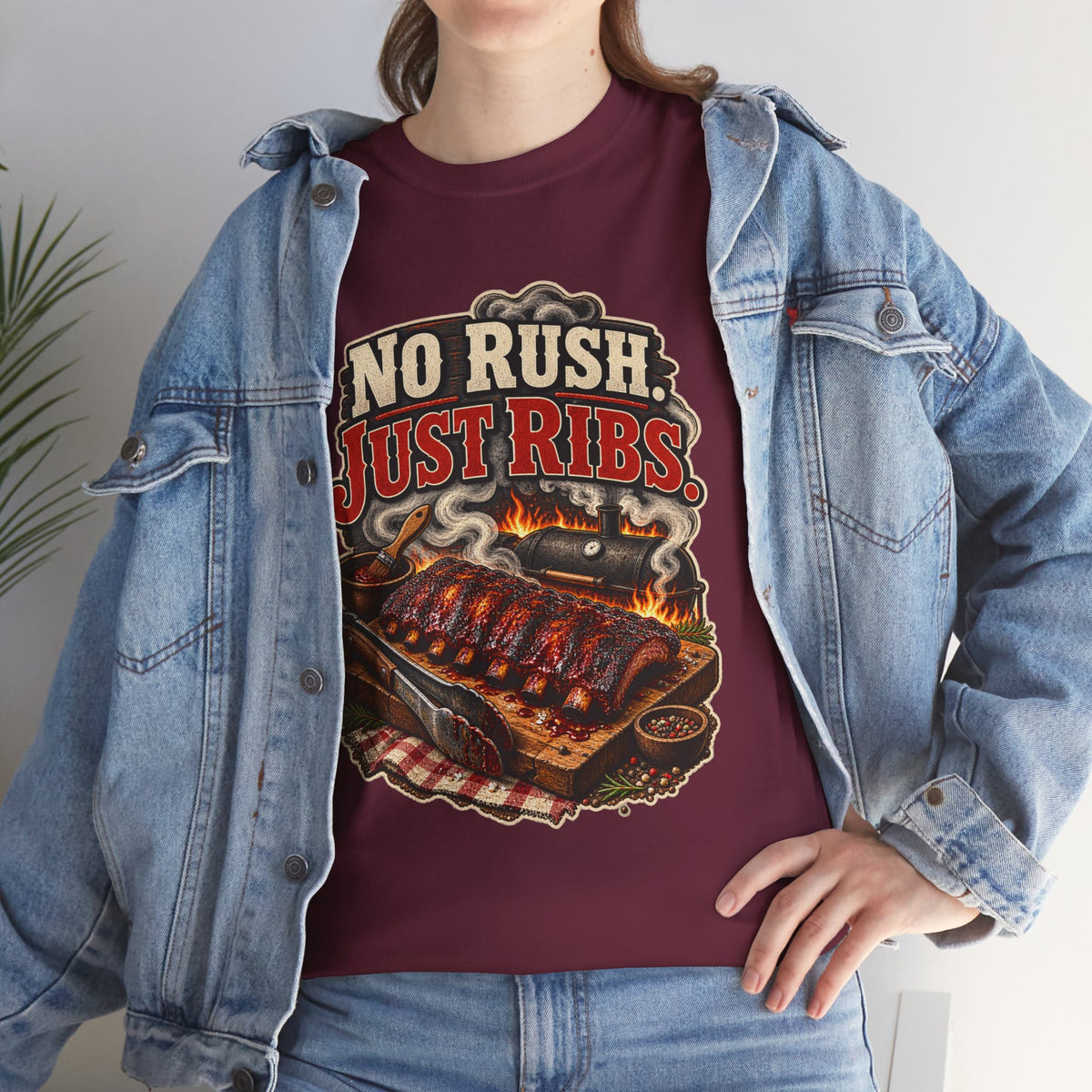 No Rush. Just Ribs. BBQ T-Shirt — Heavy Cotton