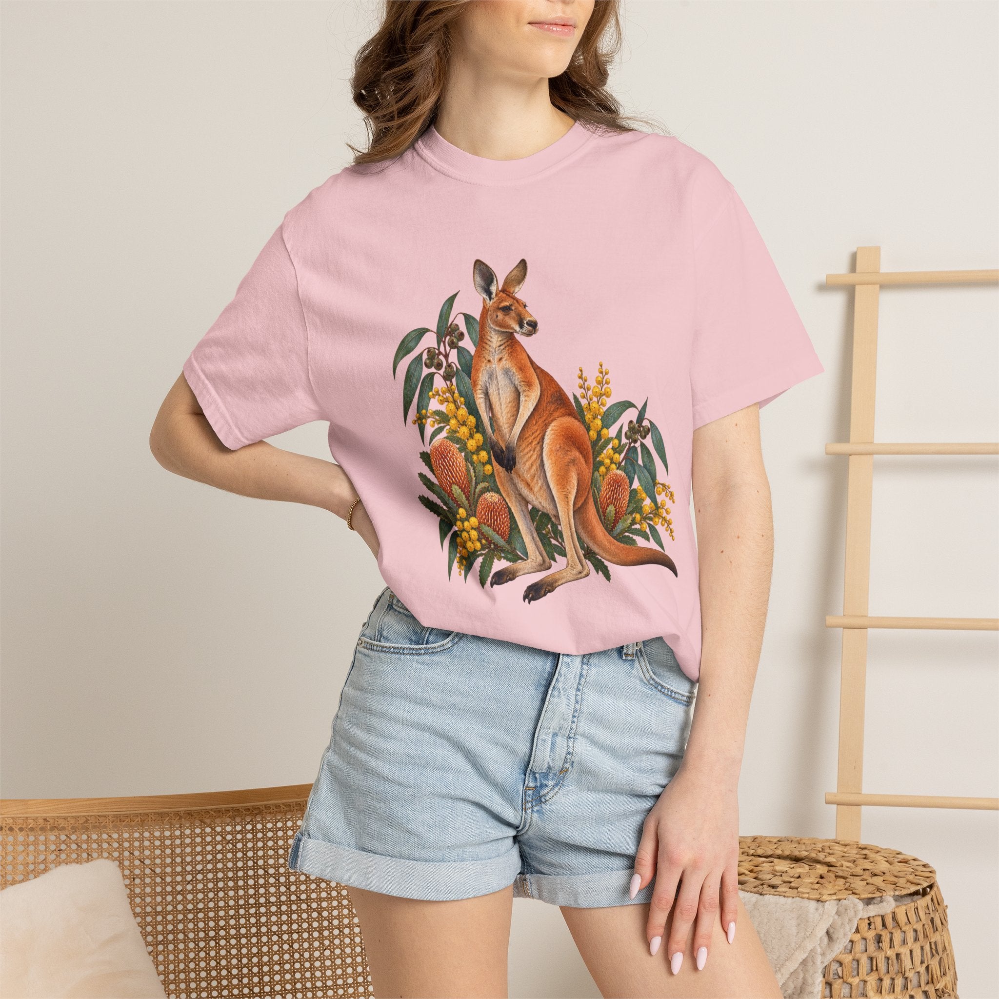 Kangaroo, Wattle & Banksia T-Shirt — Garment-Dyed Cotton