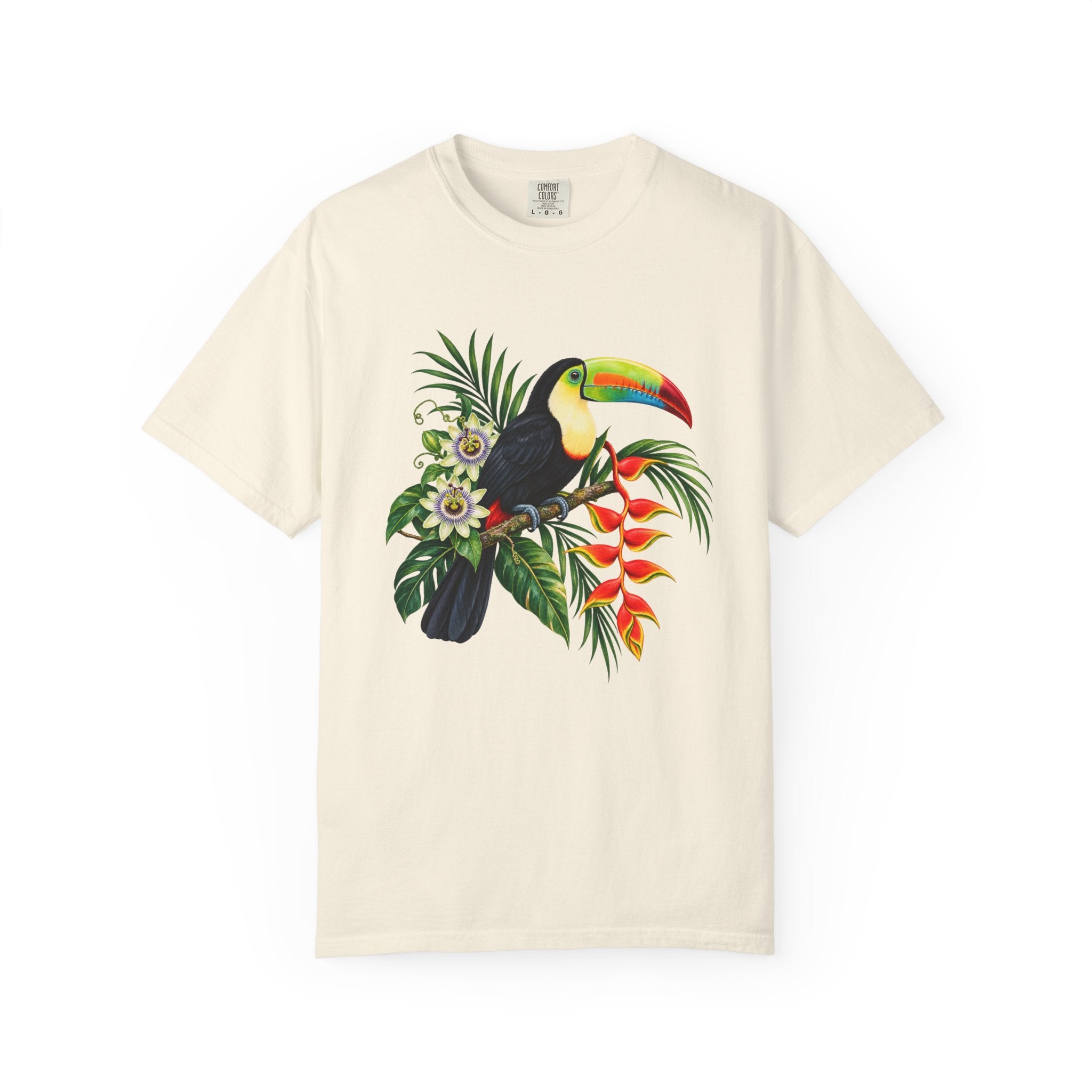 Toucan, Passionflower & Heliconia T-Shirt — Garment-Dyed Cotton