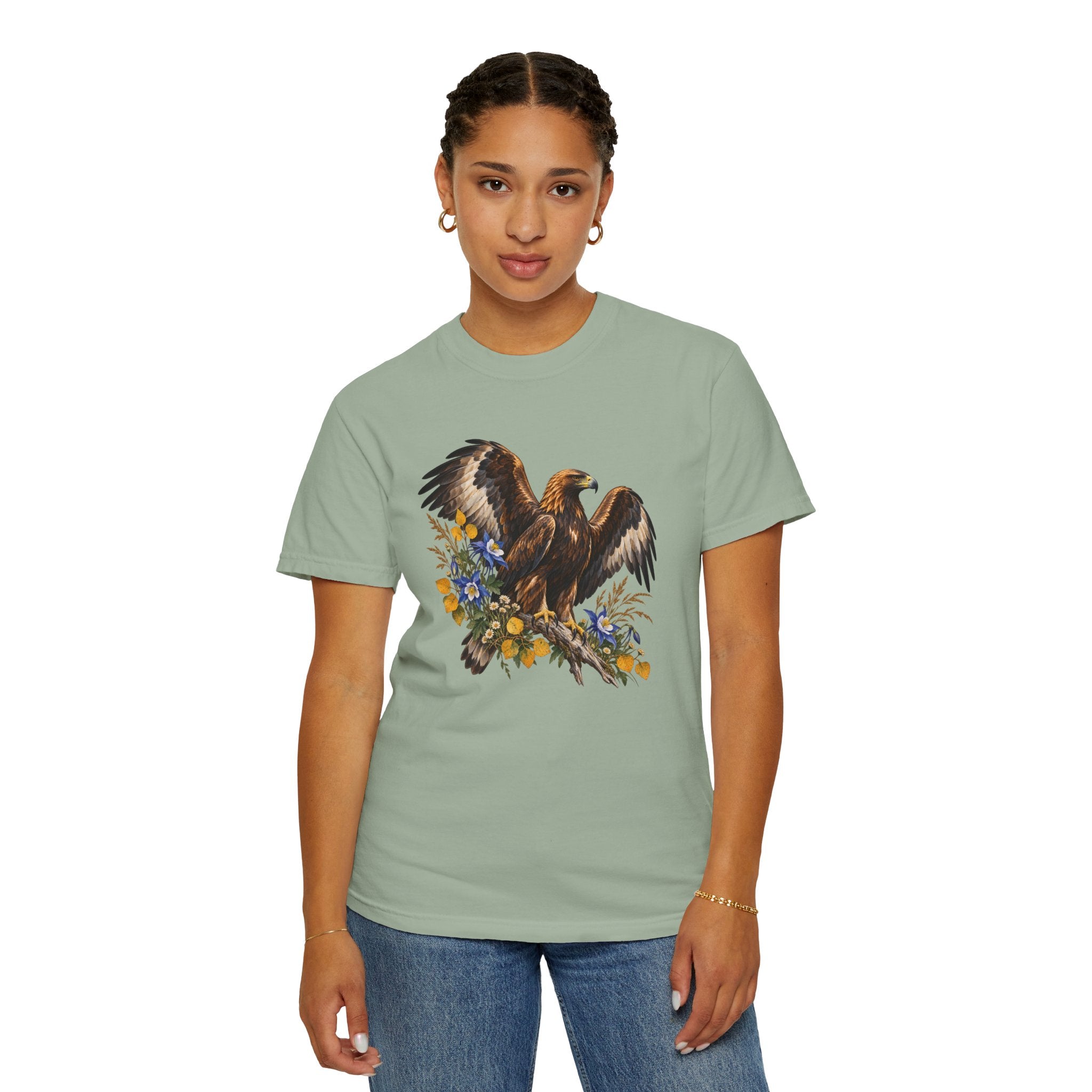 Golden Eagle & Columbine T-Shirt — Garment-Dyed Cotton