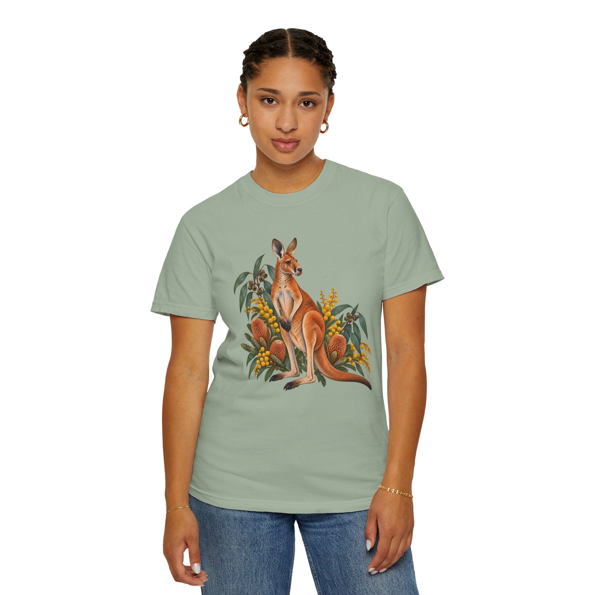Kangaroo, Wattle & Banksia T-Shirt — Garment-Dyed Cotton