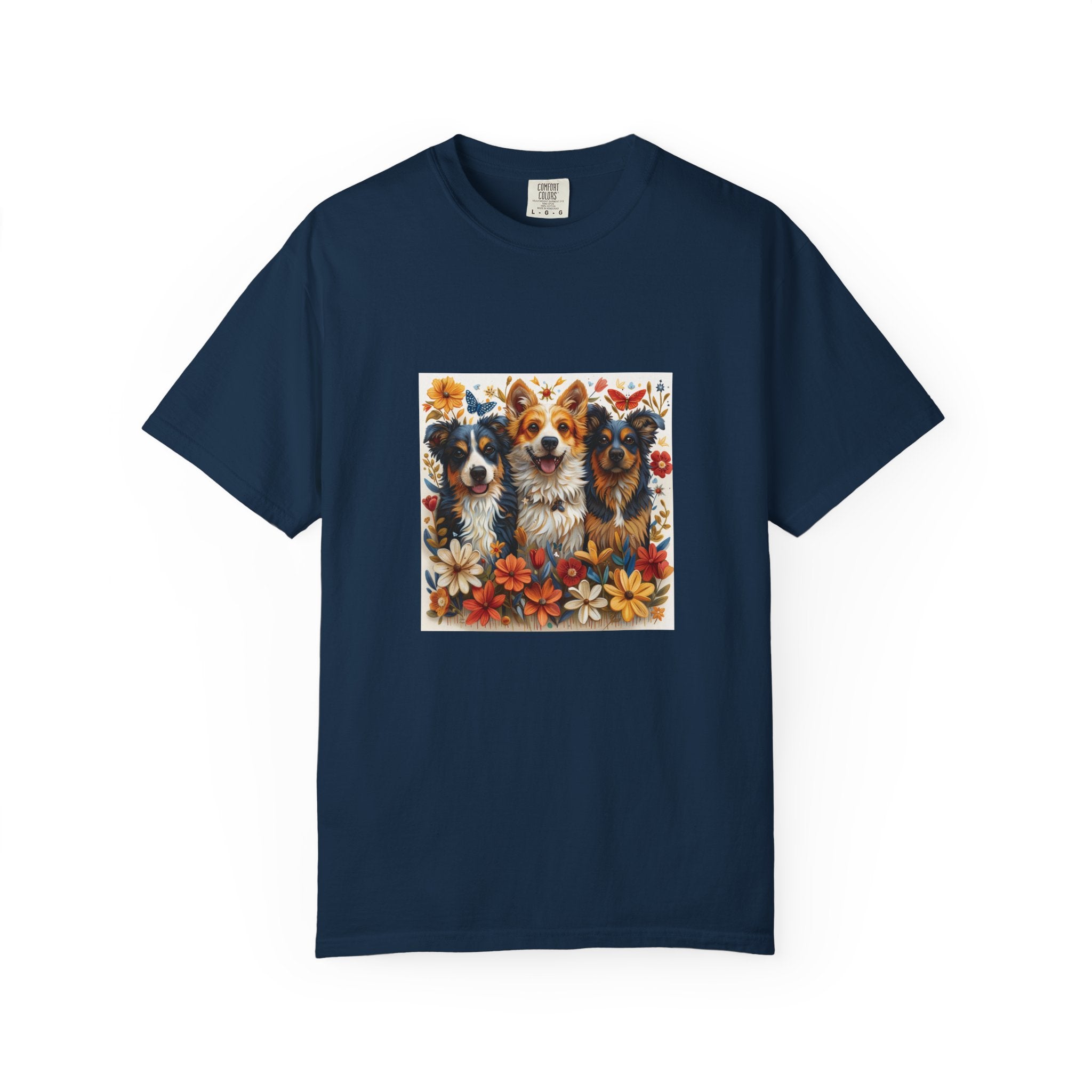 Dog Lover - Floral Three Dogs Tee