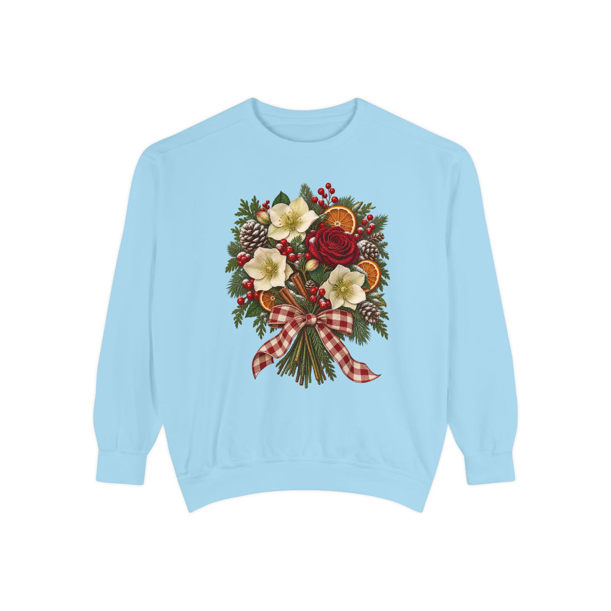 Winter bouquet sweatshirt in Chambray, front view