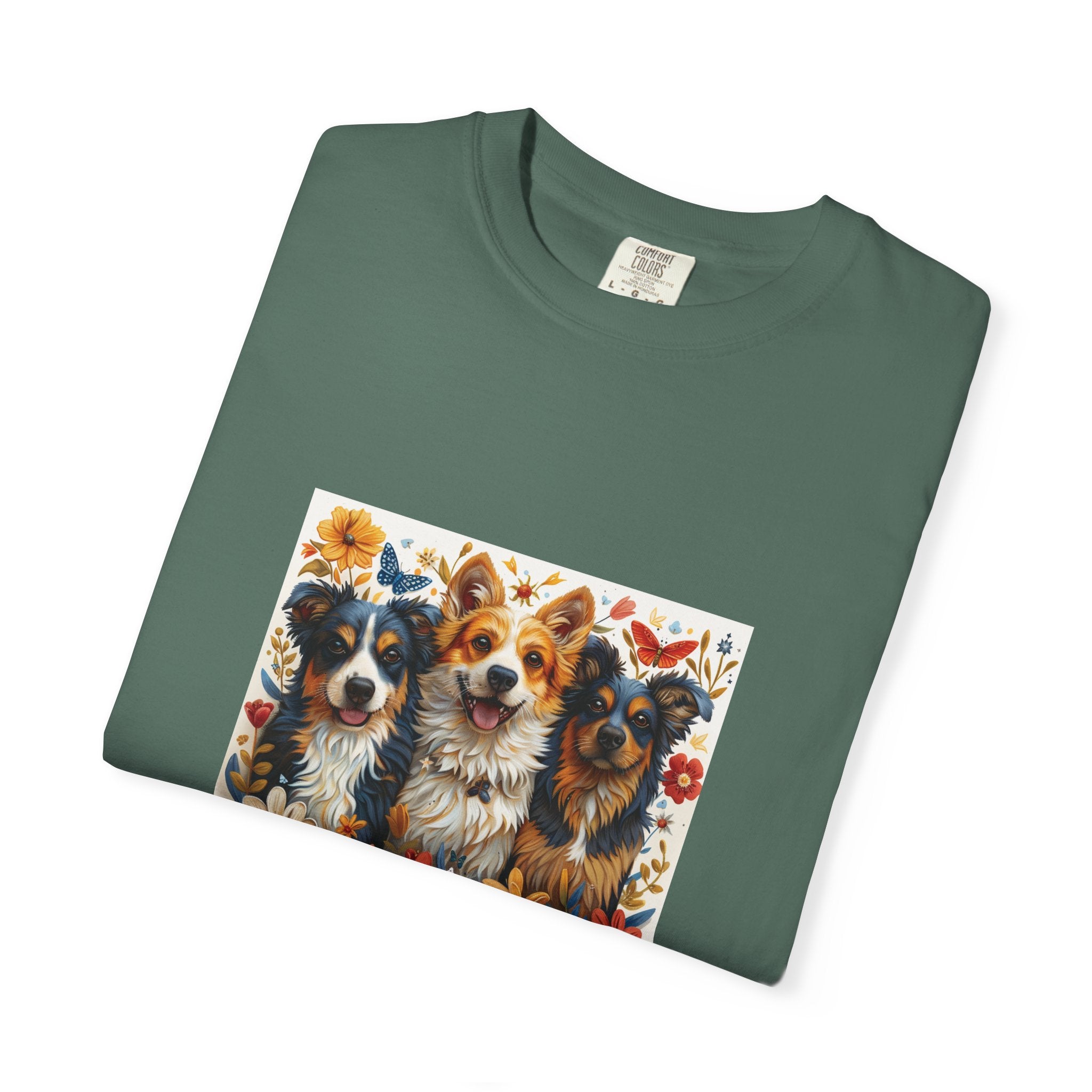 Dog Lover - Floral Three Dogs Tee