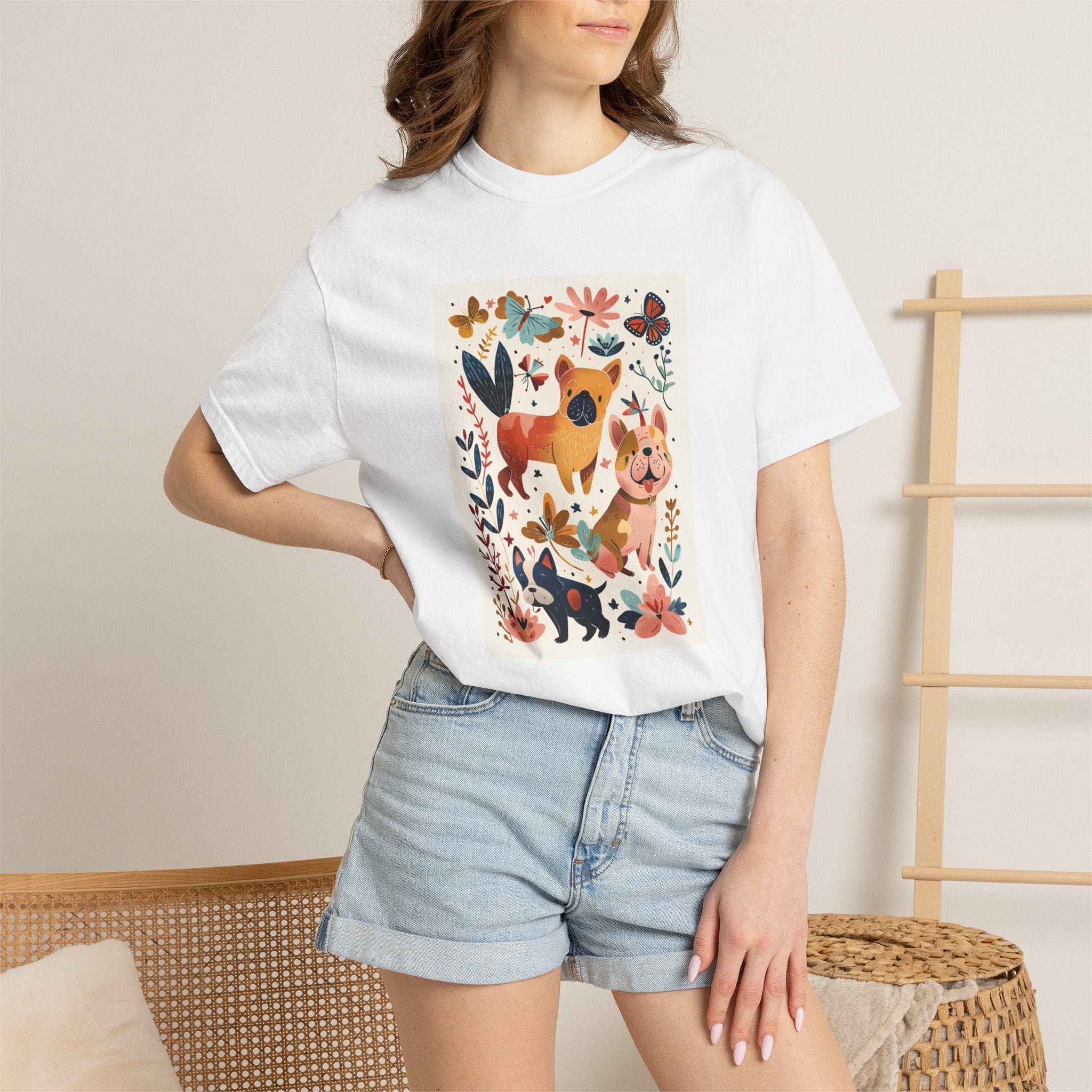Folk Art Frenchies - French Bulldog Tee