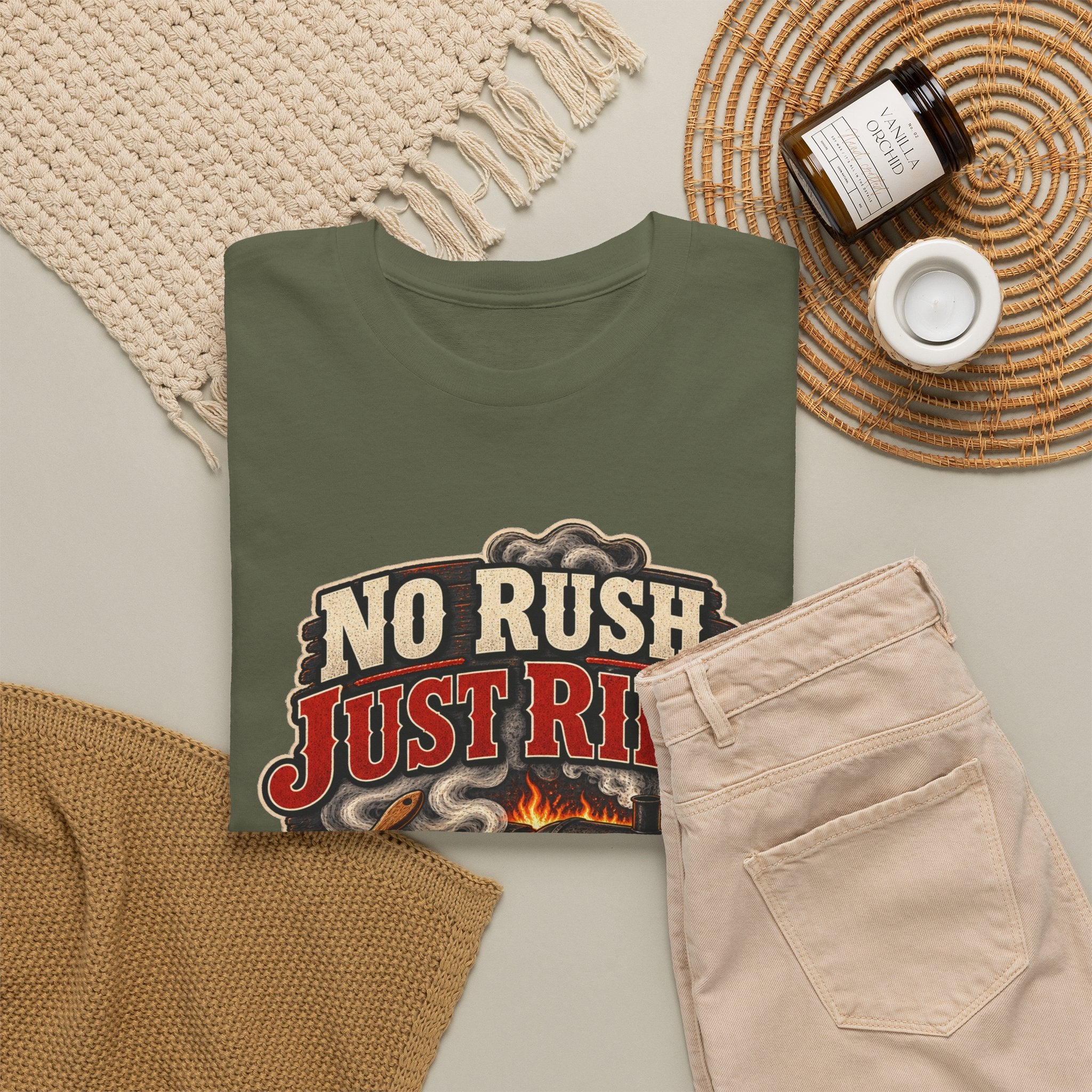 No Rush. Just Ribs. BBQ T-Shirt — Heavy Cotton