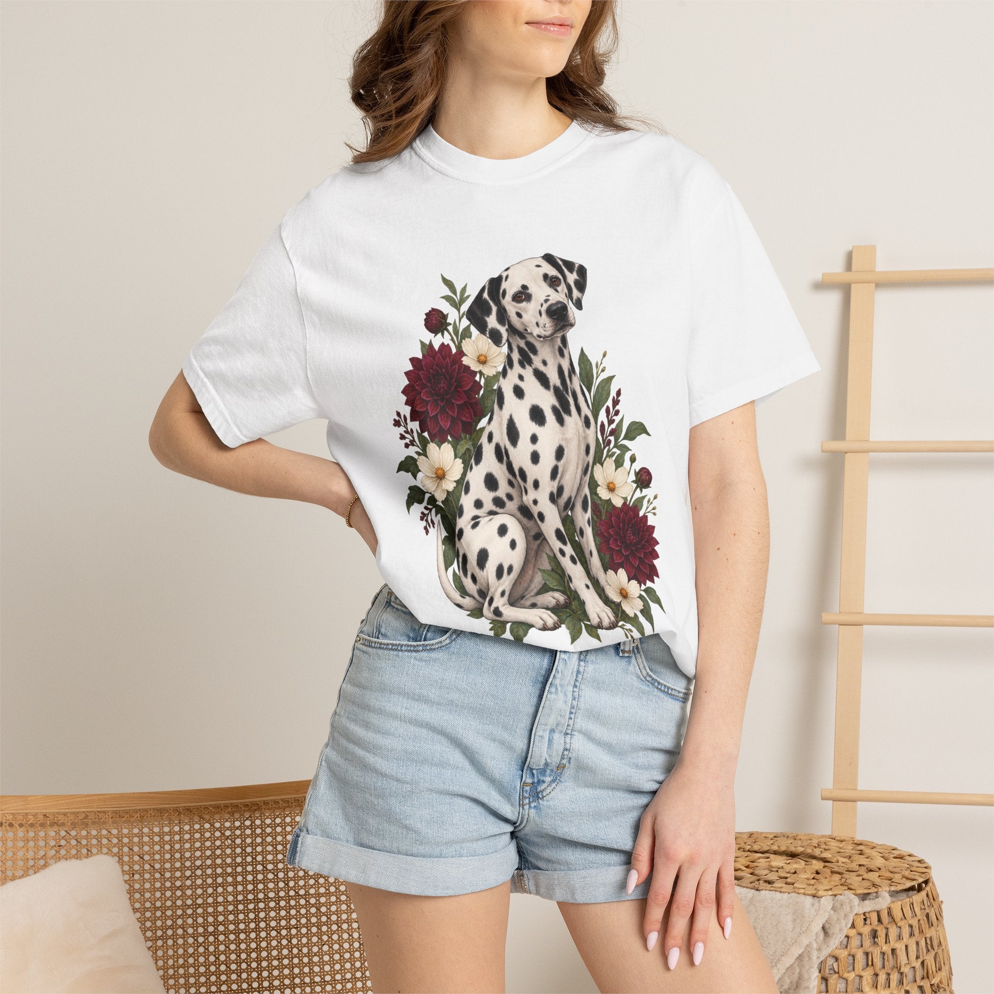 Dalmatian & Dahlia T-Shirt — relaxed everyday fit on garment-dyed cotton