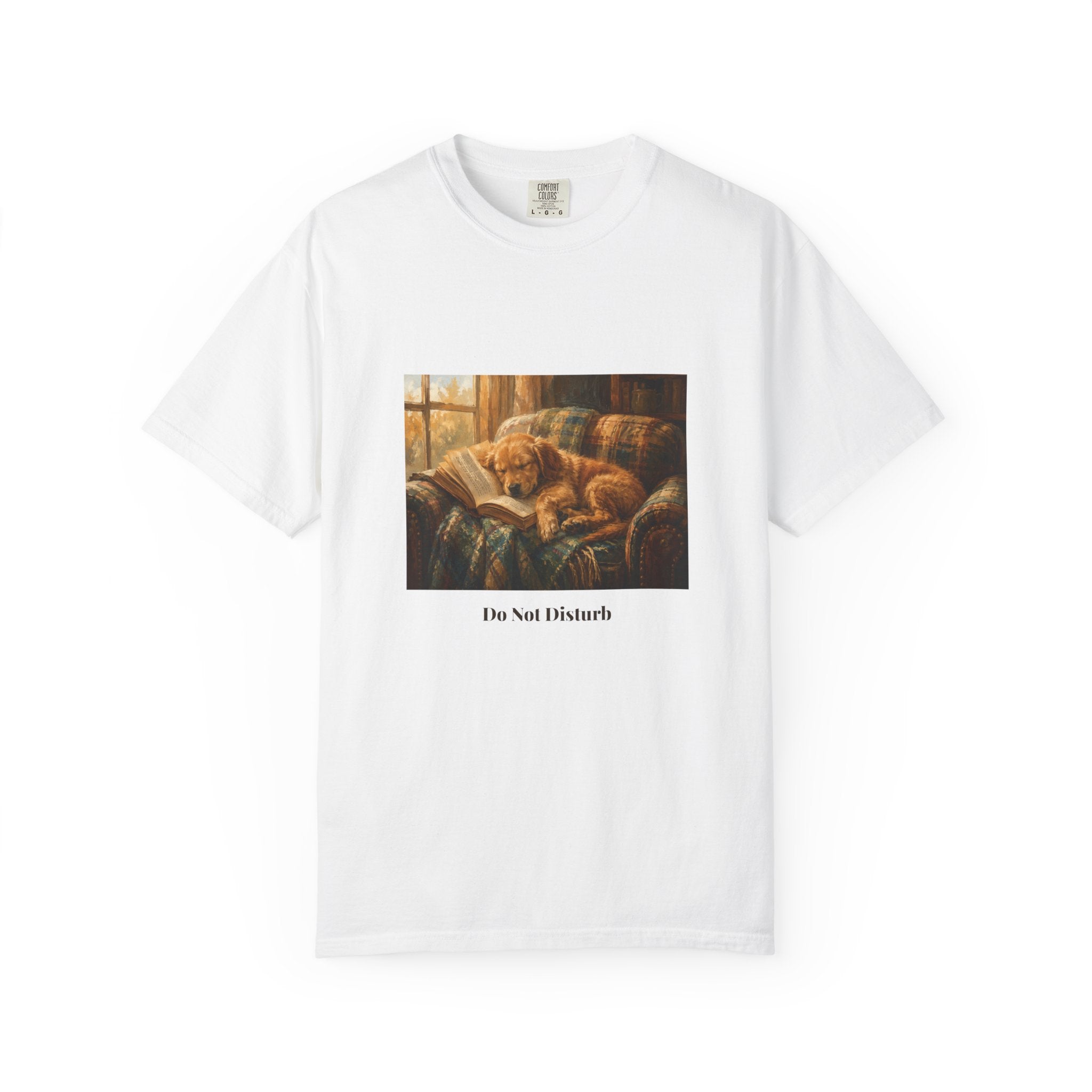 Do Not Disturb book lover Golden Retriever tee front view