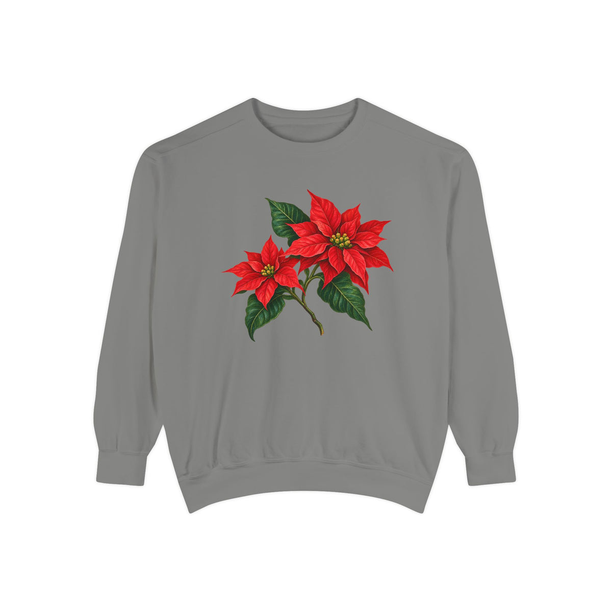 Poinsettia sweatshirt in Grey, front view