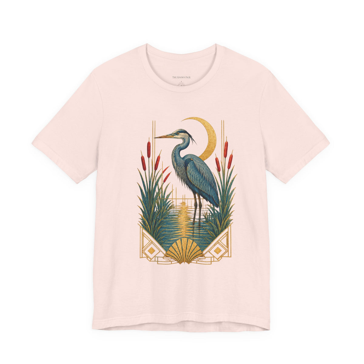 Art Deco Heron & Cattails T-Shirt