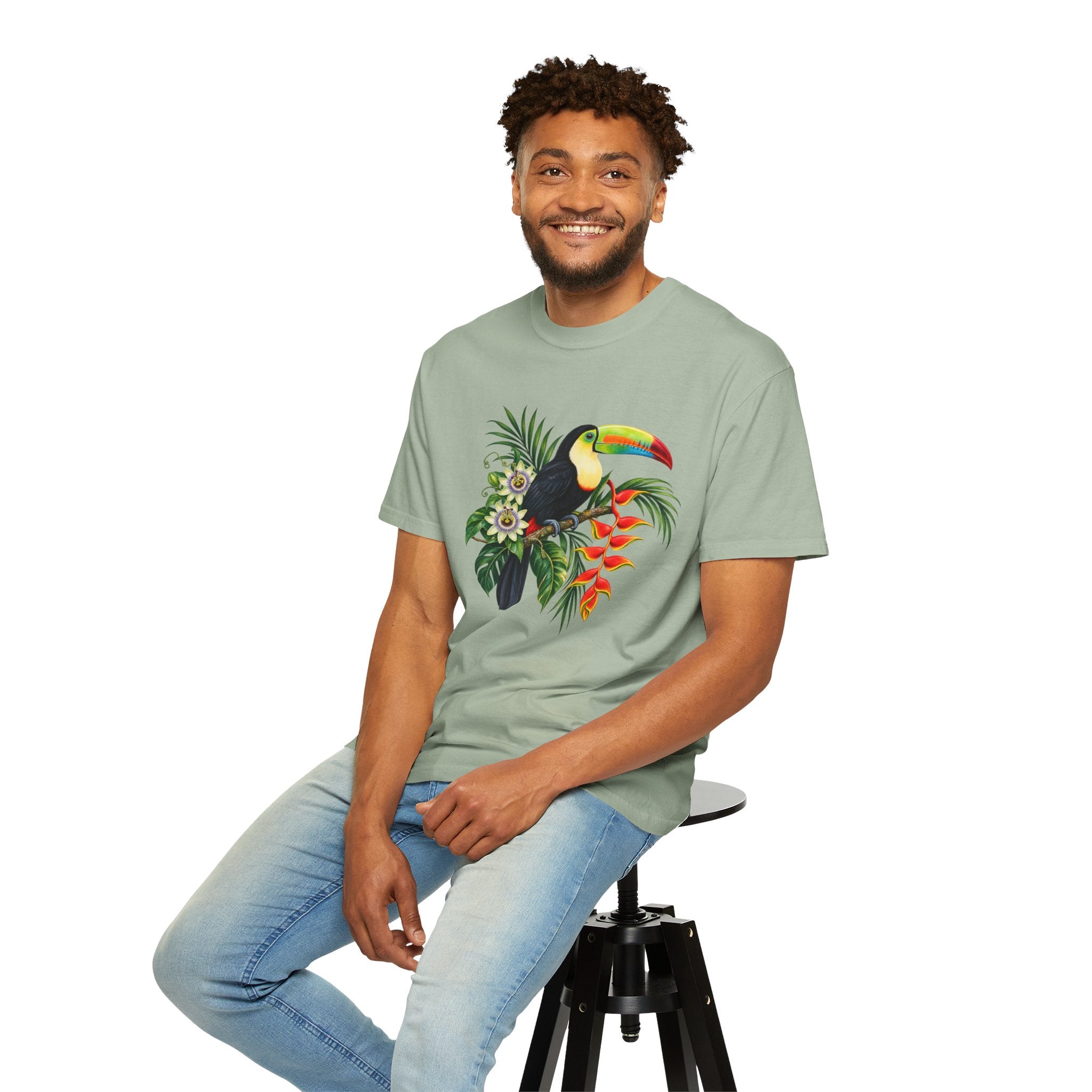 Toucan, Passionflower & Heliconia T-Shirt — Garment-Dyed Cotton