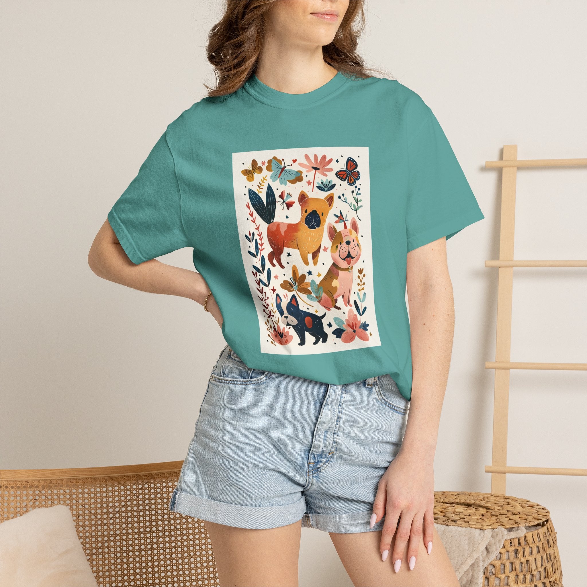 Folk Art Frenchies - French Bulldog Tee