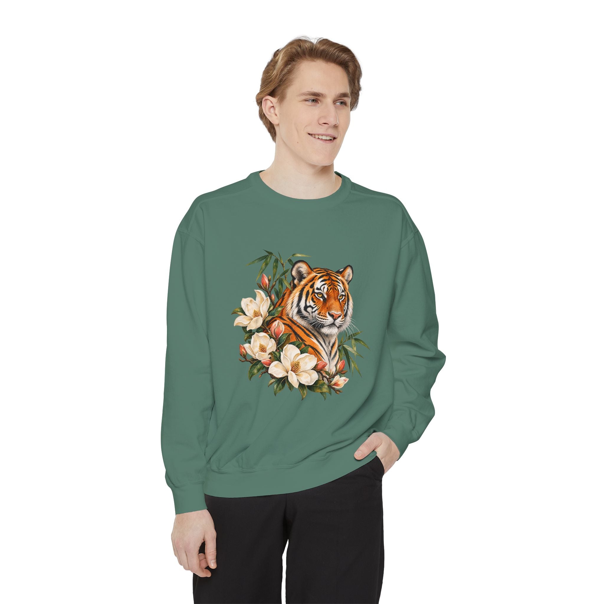 Tiger, Magnolia & Bamboo Sweatshirt — Garment-Dyed Fleece