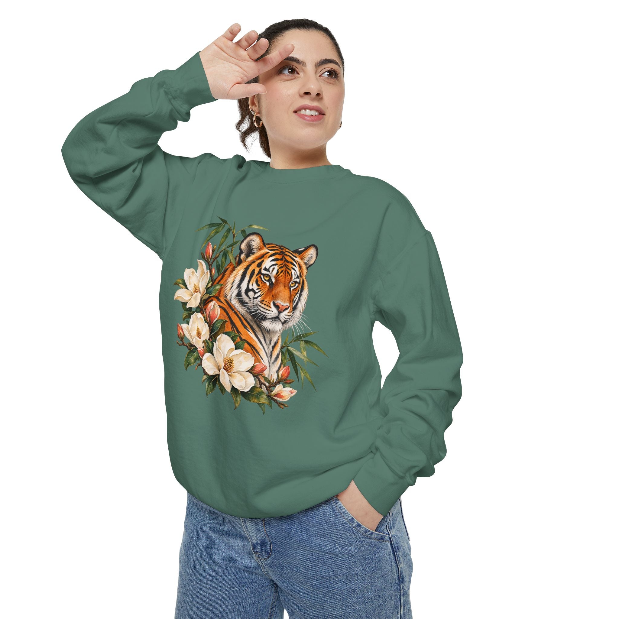 Tiger, Magnolia & Bamboo Sweatshirt — Garment-Dyed Fleece