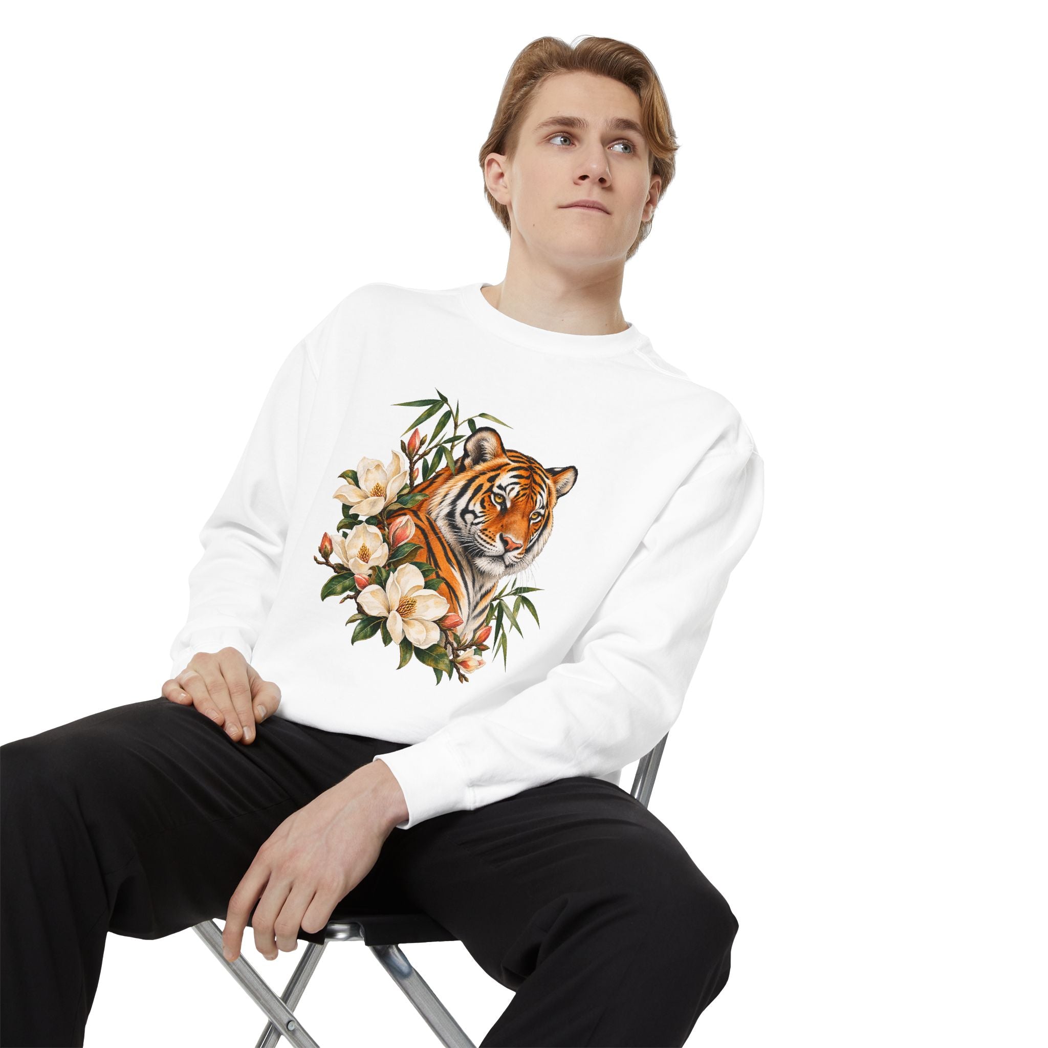 Tiger, Magnolia & Bamboo Sweatshirt — Garment-Dyed Fleece