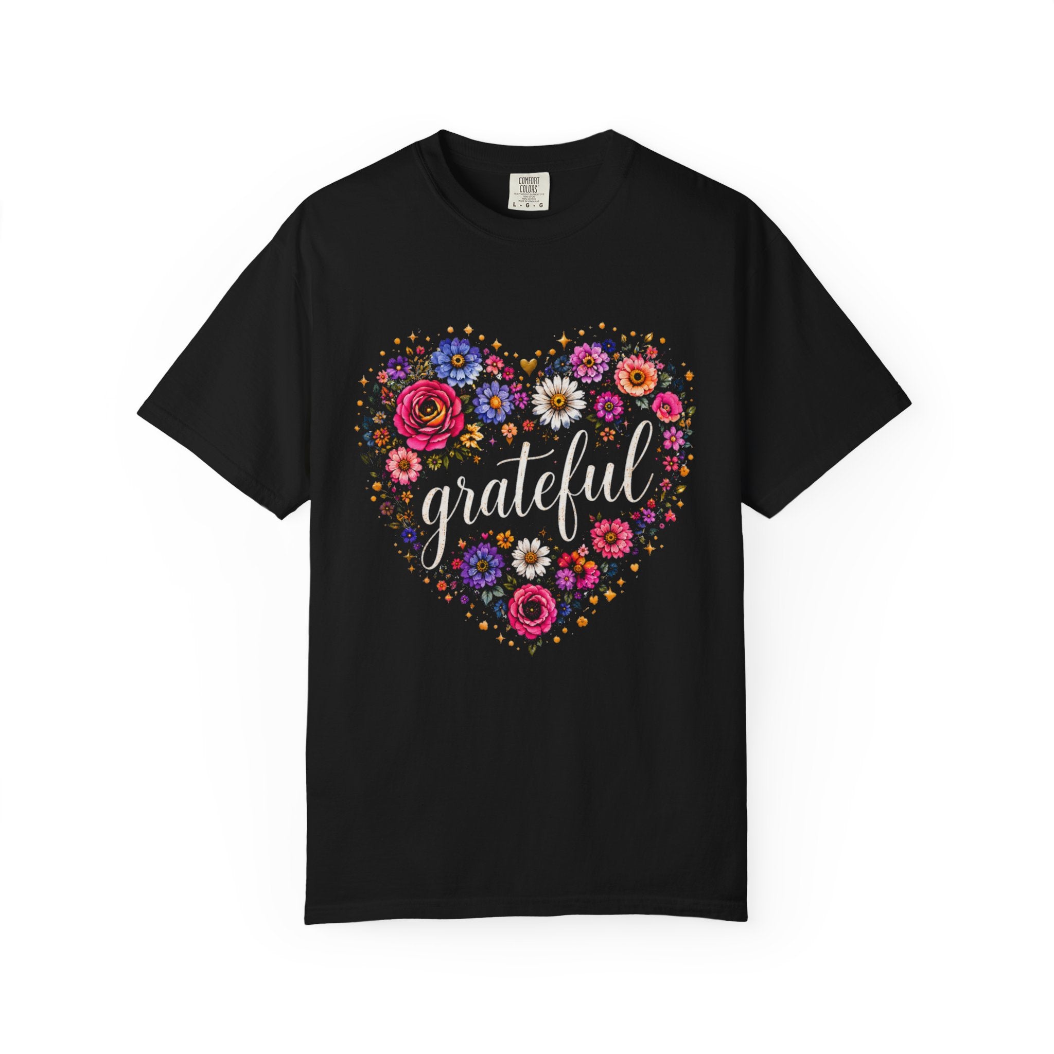 Grateful - Floral Heart Tee