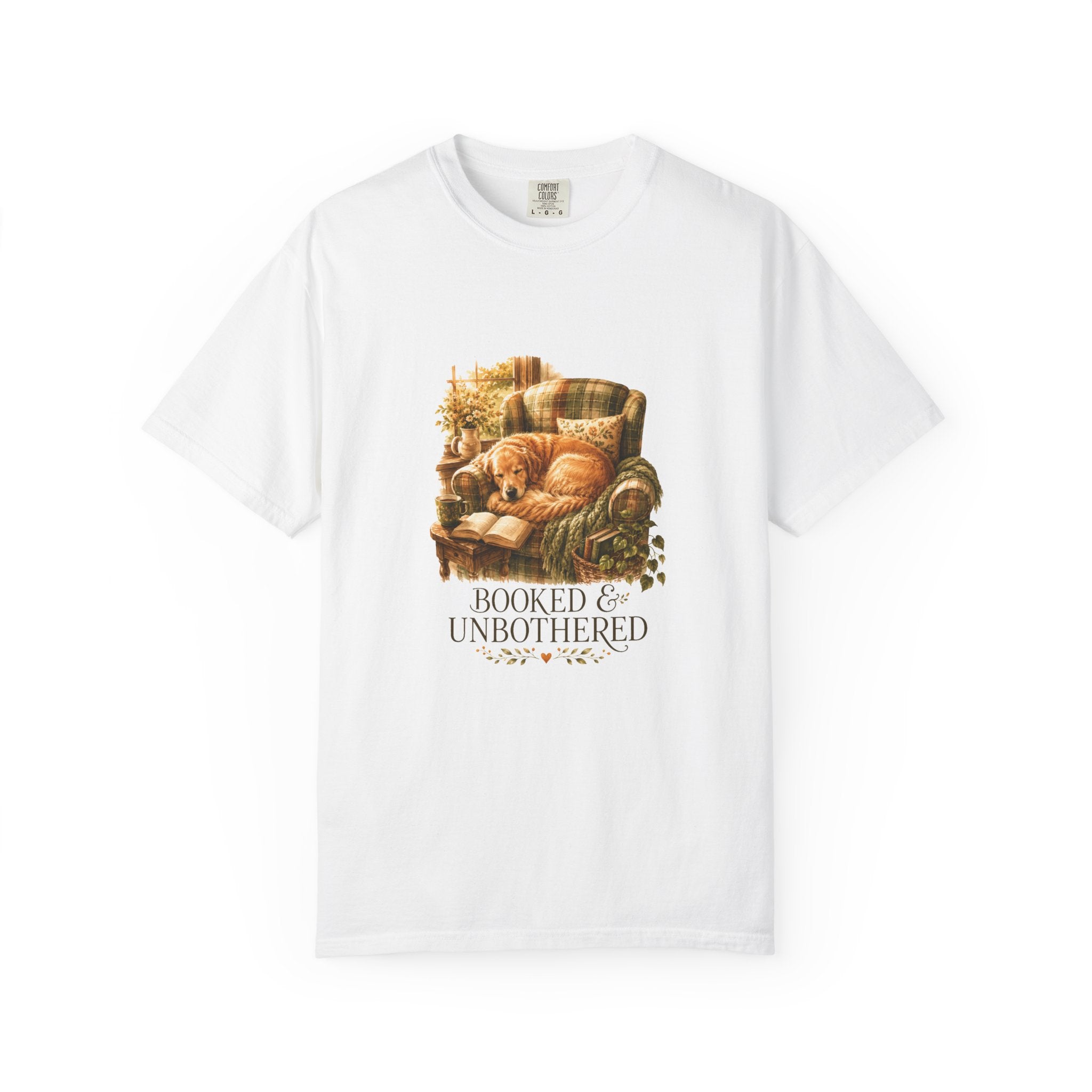 Dogs Books and Peace Golden Retriever cozy tee front view