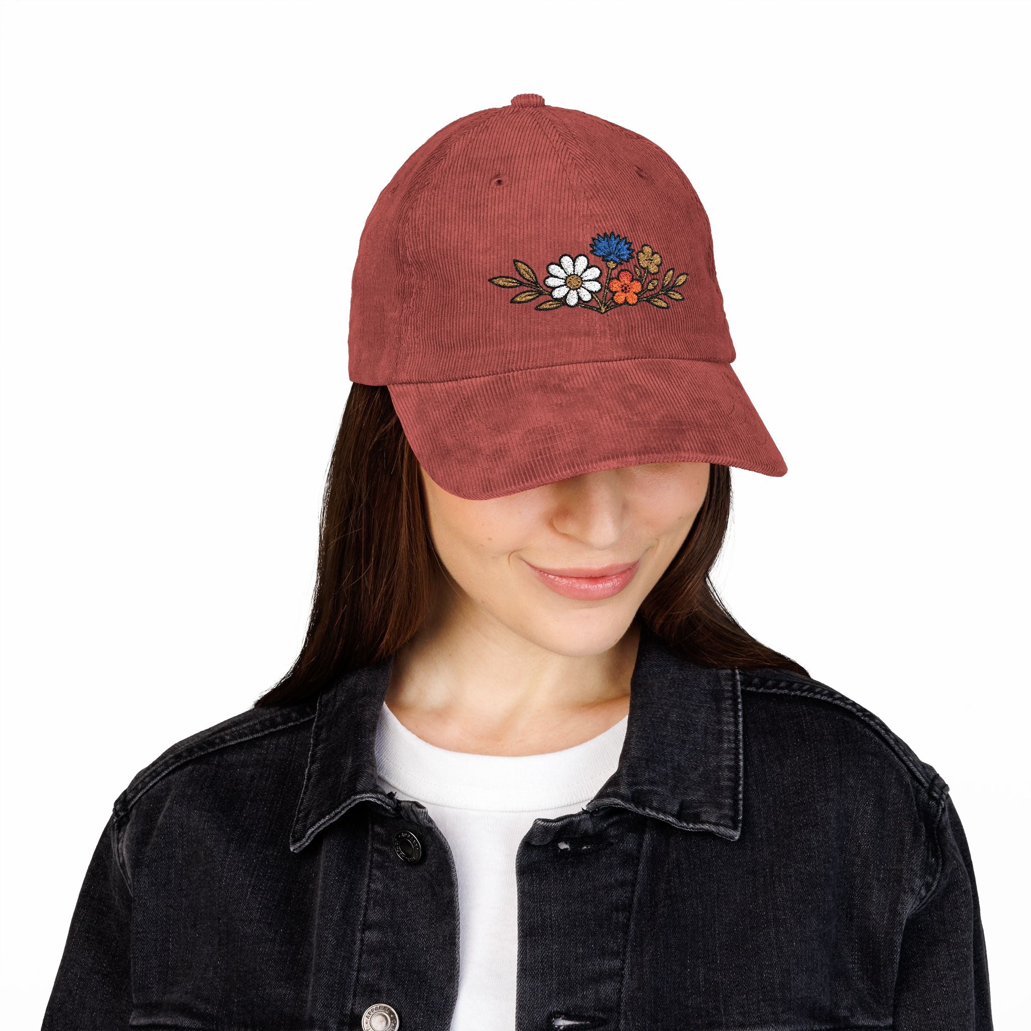 Wildflower Sprig — Embroidered Corduroy Hat