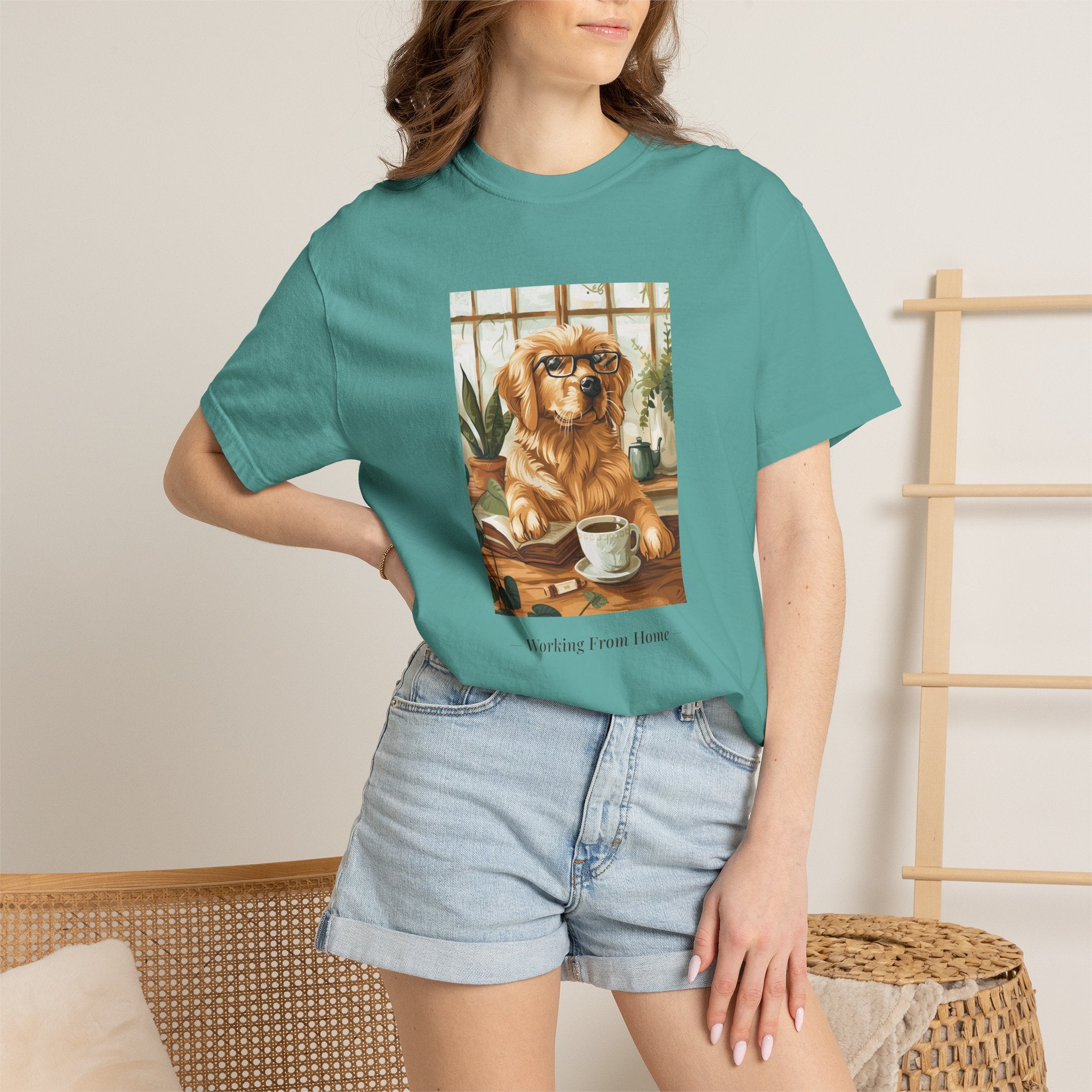 Working From Home - Golden Retriever Tee