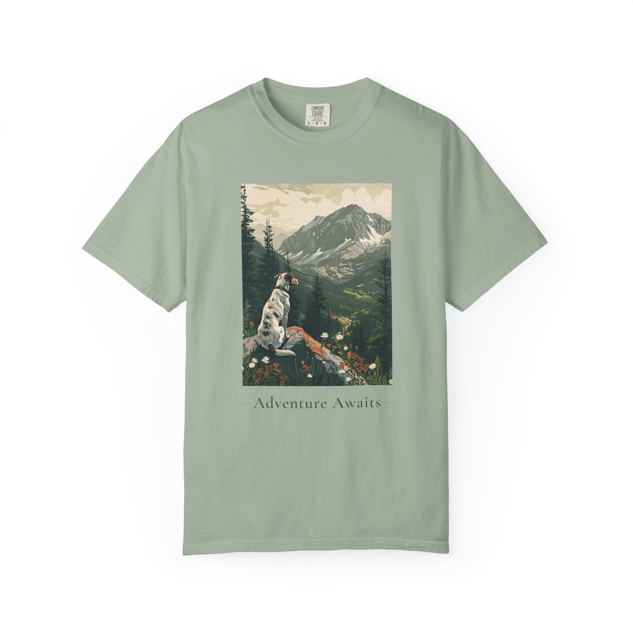 Adventure Awaits outdoor dog tee alternate color