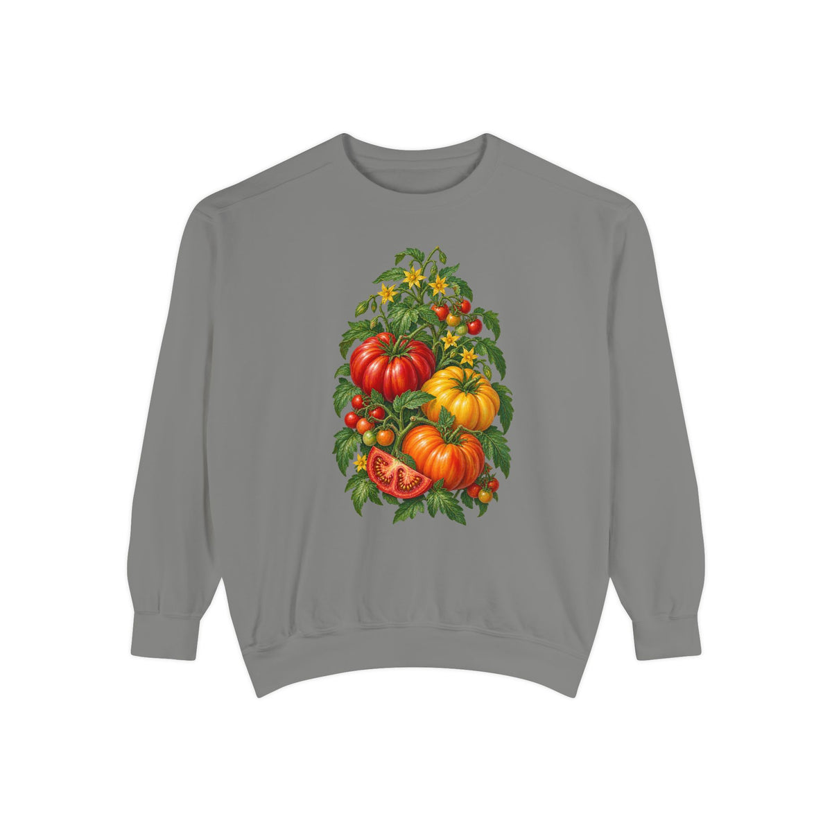 Heirloom tomato sweatshirt in Grey, front view