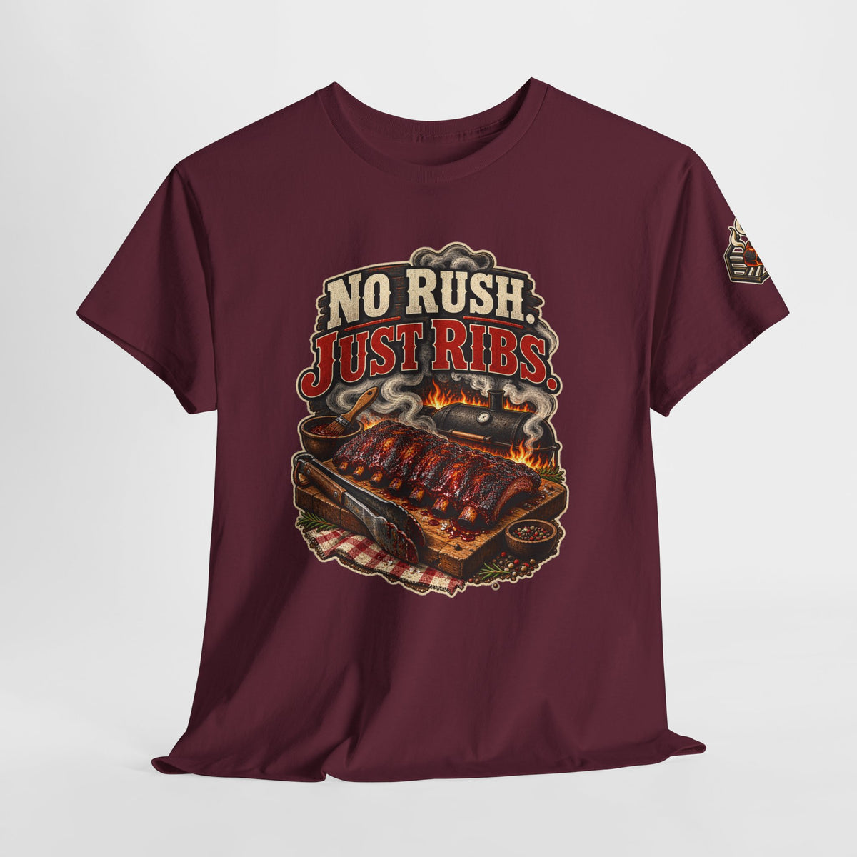 No Rush. Just Ribs. BBQ T-Shirt — Heavy Cotton