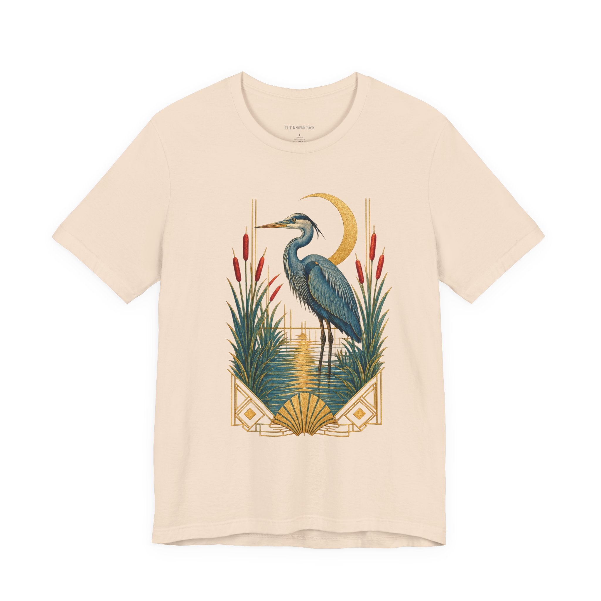 Art Deco Heron & Cattails T-Shirt