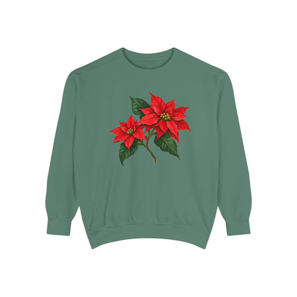 Poinsettia sweatshirt in Light Green, front view