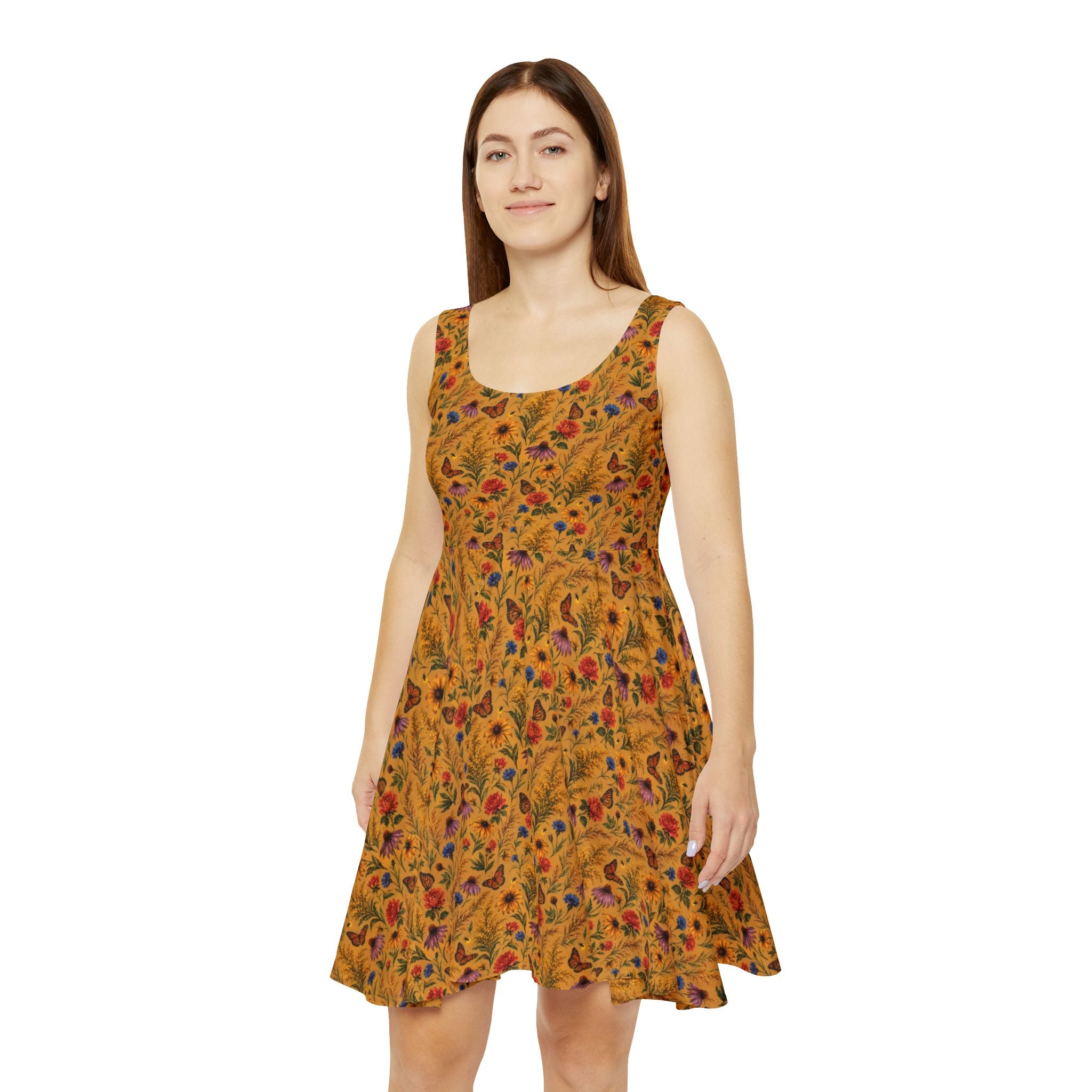Golden Meadow Watercolor Wildflower Dress