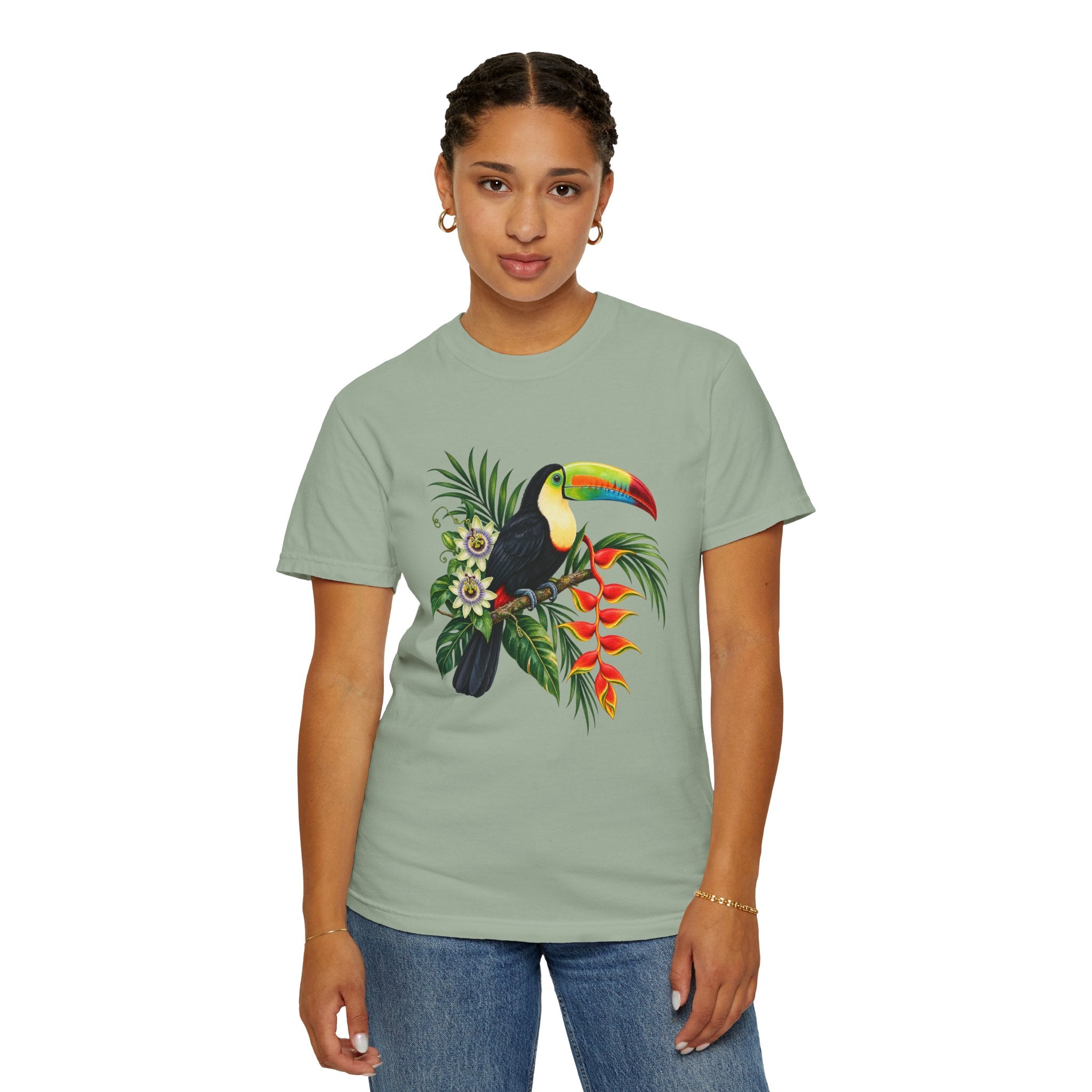 Toucan, Passionflower & Heliconia T-Shirt — Garment-Dyed Cotton