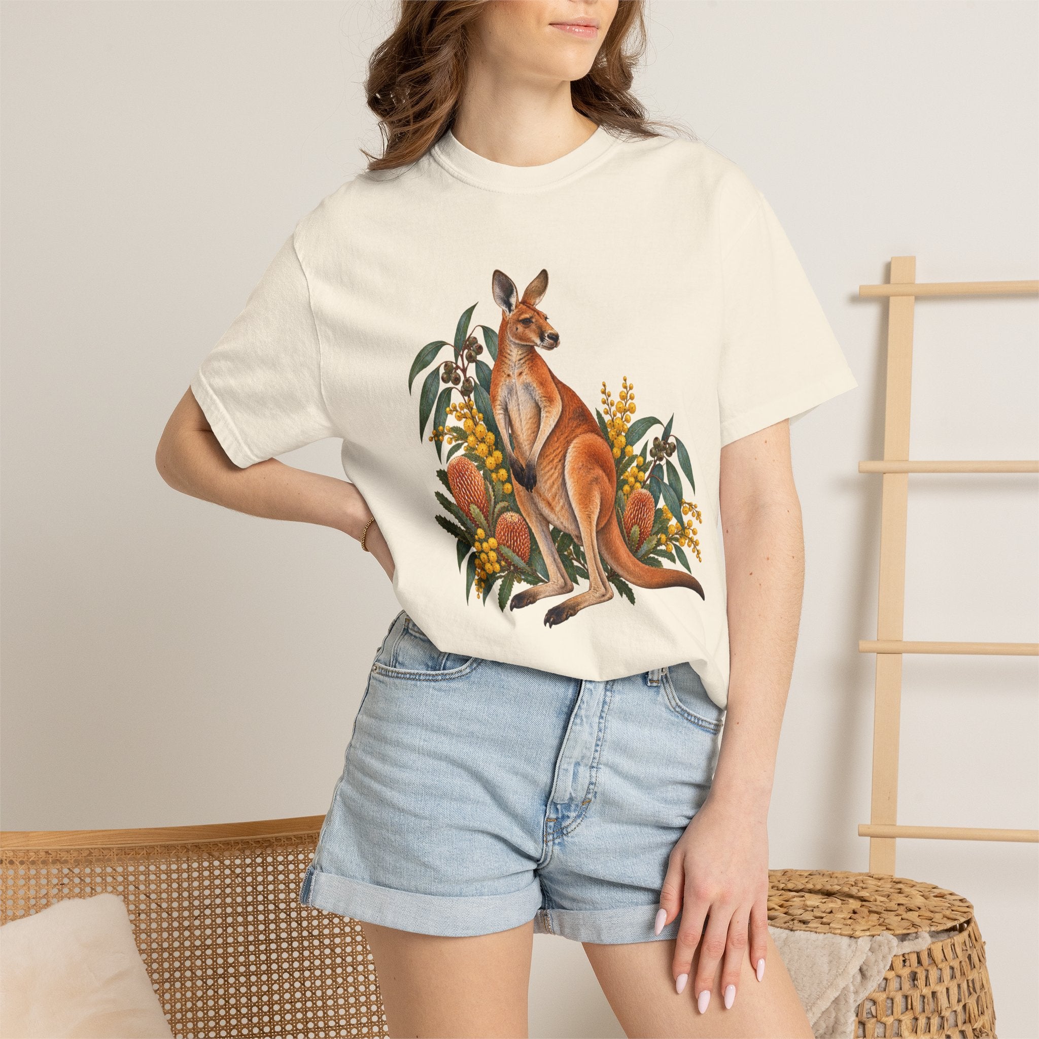 Kangaroo, Wattle & Banksia T-Shirt — Garment-Dyed Cotton
