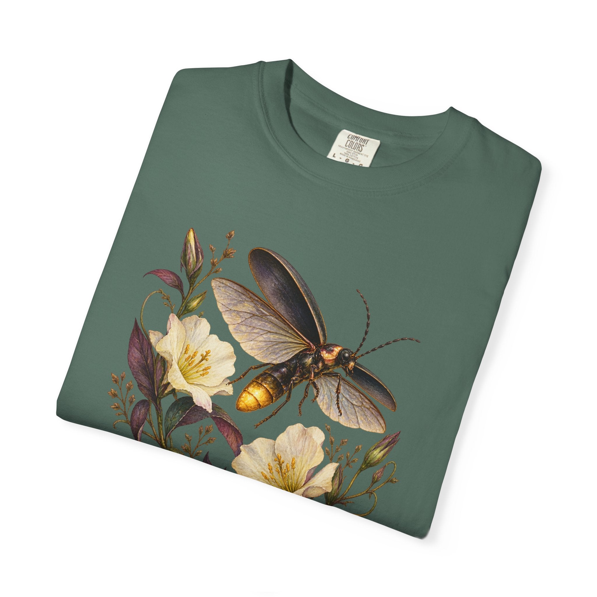 Firefly & Evening Primrose T-Shirt — artwork close-up