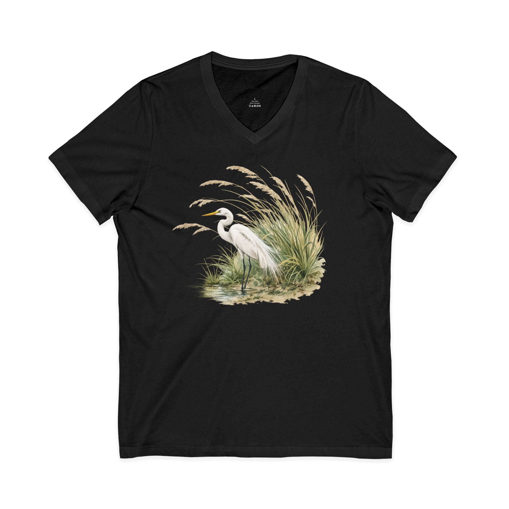 Great Egret at the Water's Edge (V-Neck) Tee