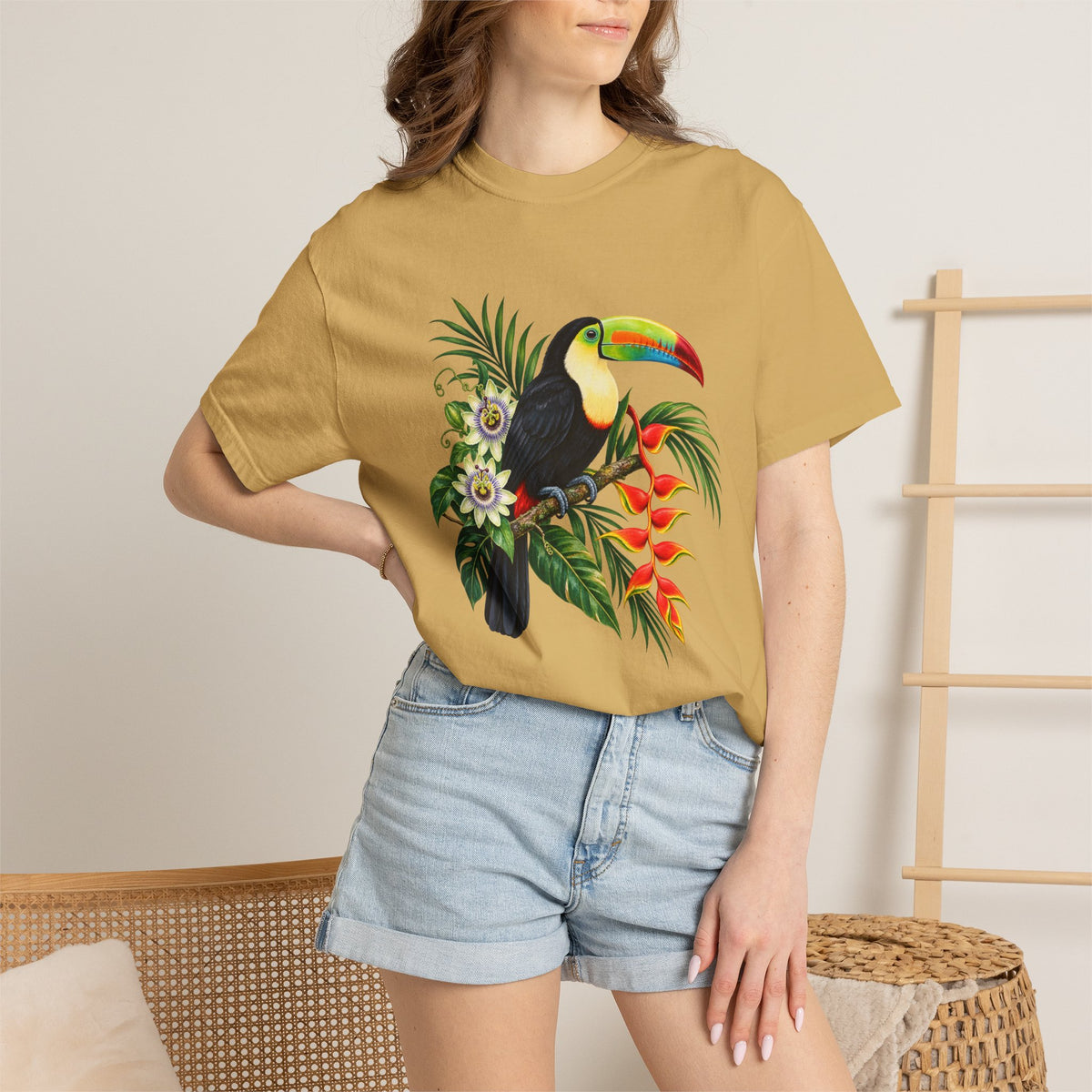 Toucan, Passionflower & Heliconia T-Shirt — Garment-Dyed Cotton