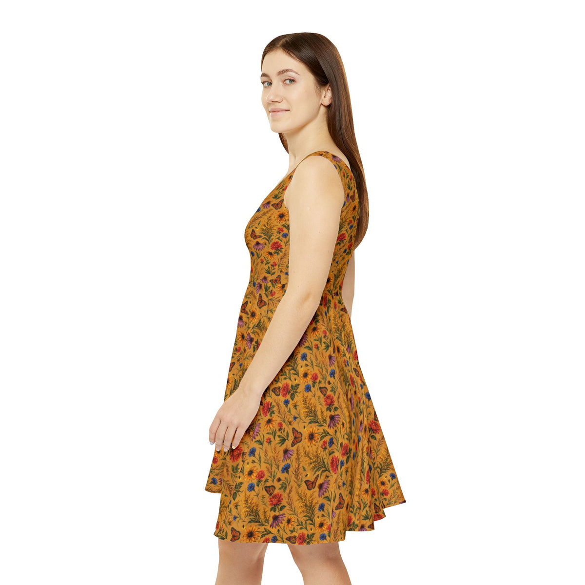 Golden Meadow Watercolor Wildflower Dress