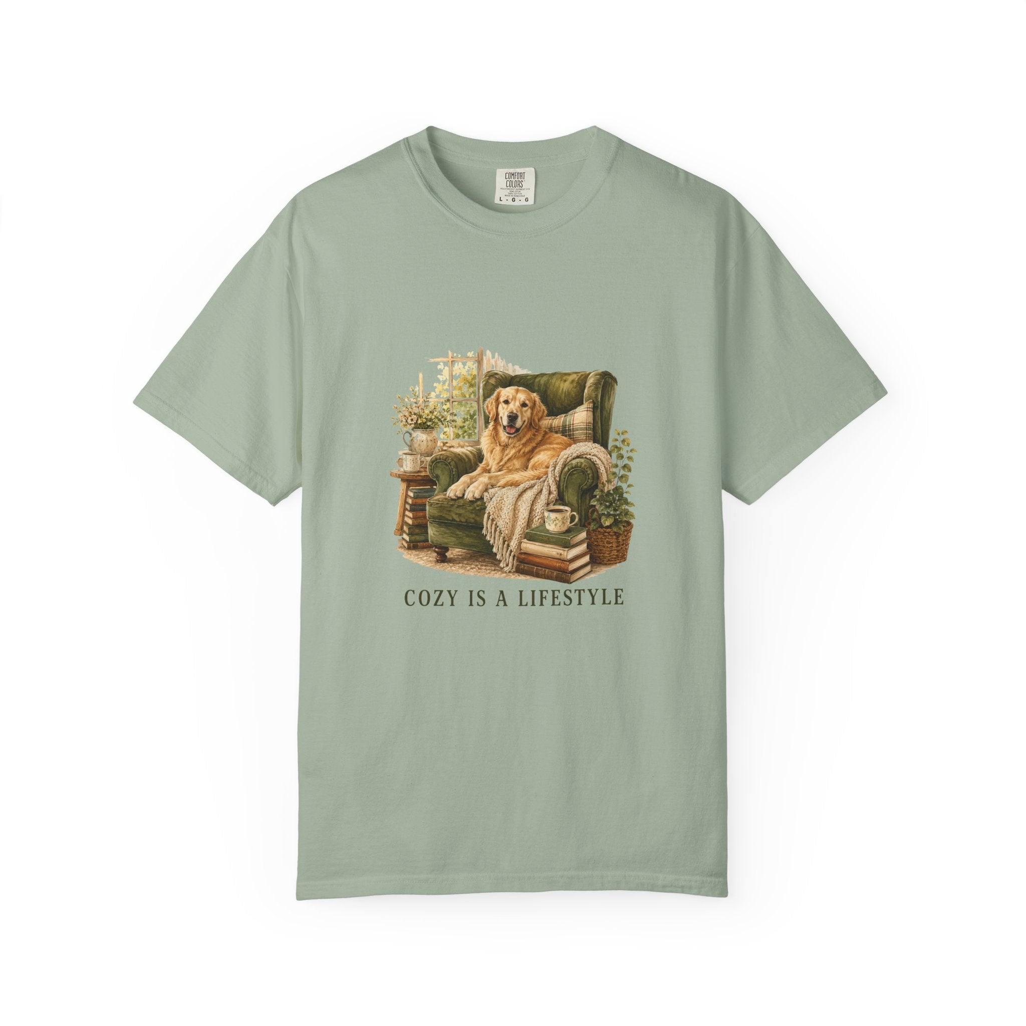Cozy Is a Lifestyle Golden Retriever tee alternate color