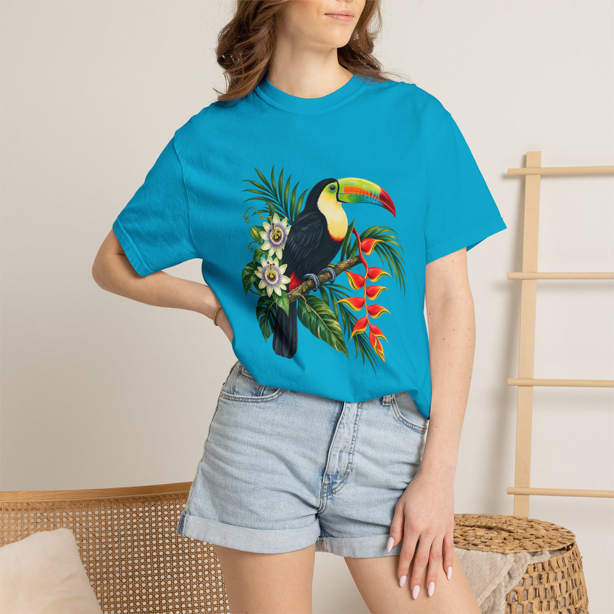 Toucan, Passionflower & Heliconia T-Shirt — Garment-Dyed Cotton