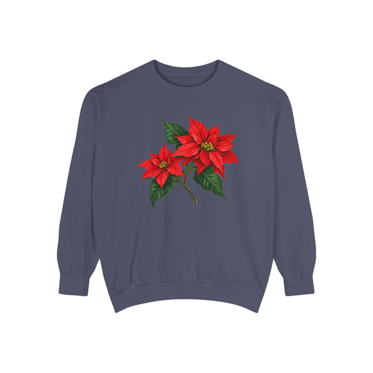 Poinsettia sweatshirt in Denim, front view