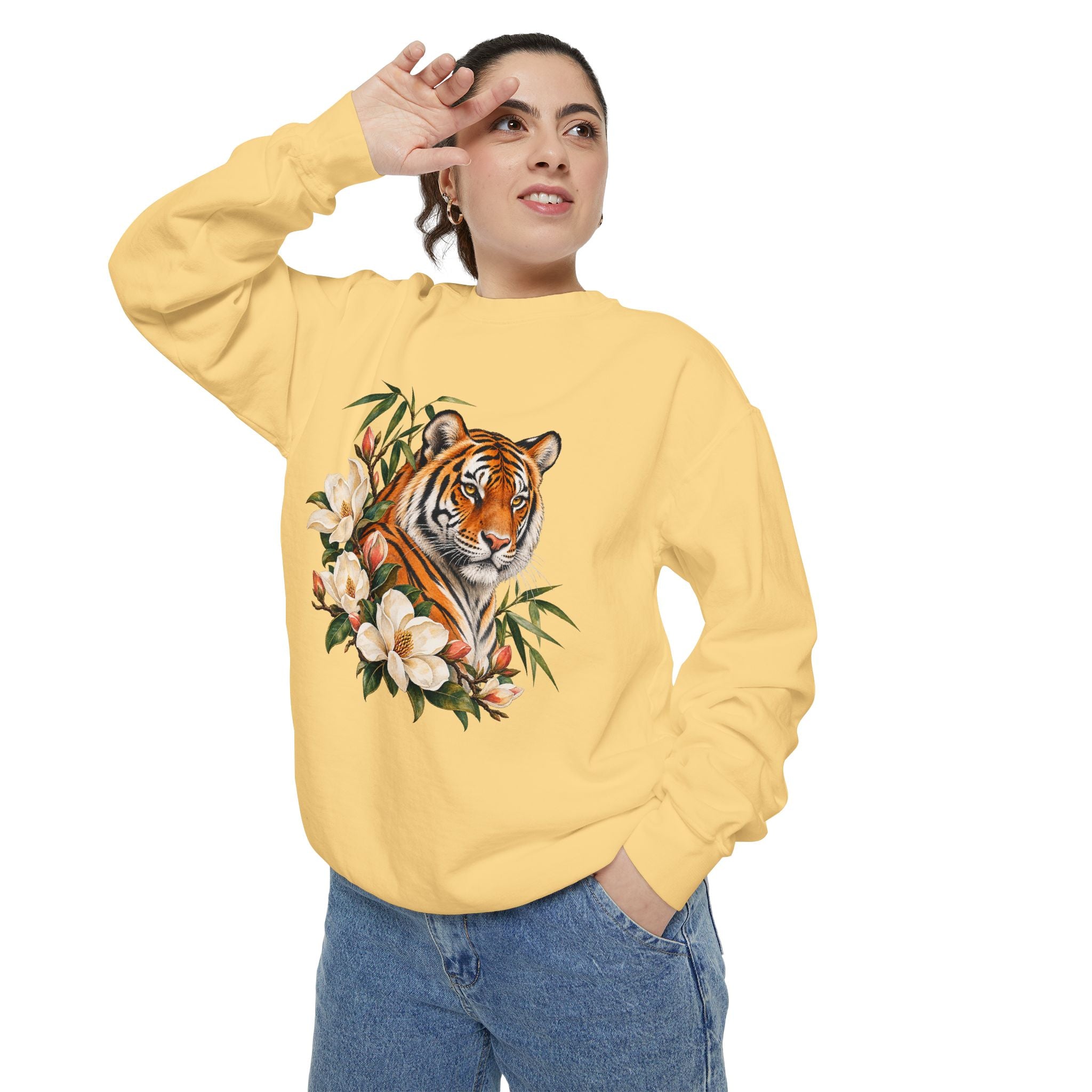 Tiger, Magnolia & Bamboo Sweatshirt — Garment-Dyed Fleece