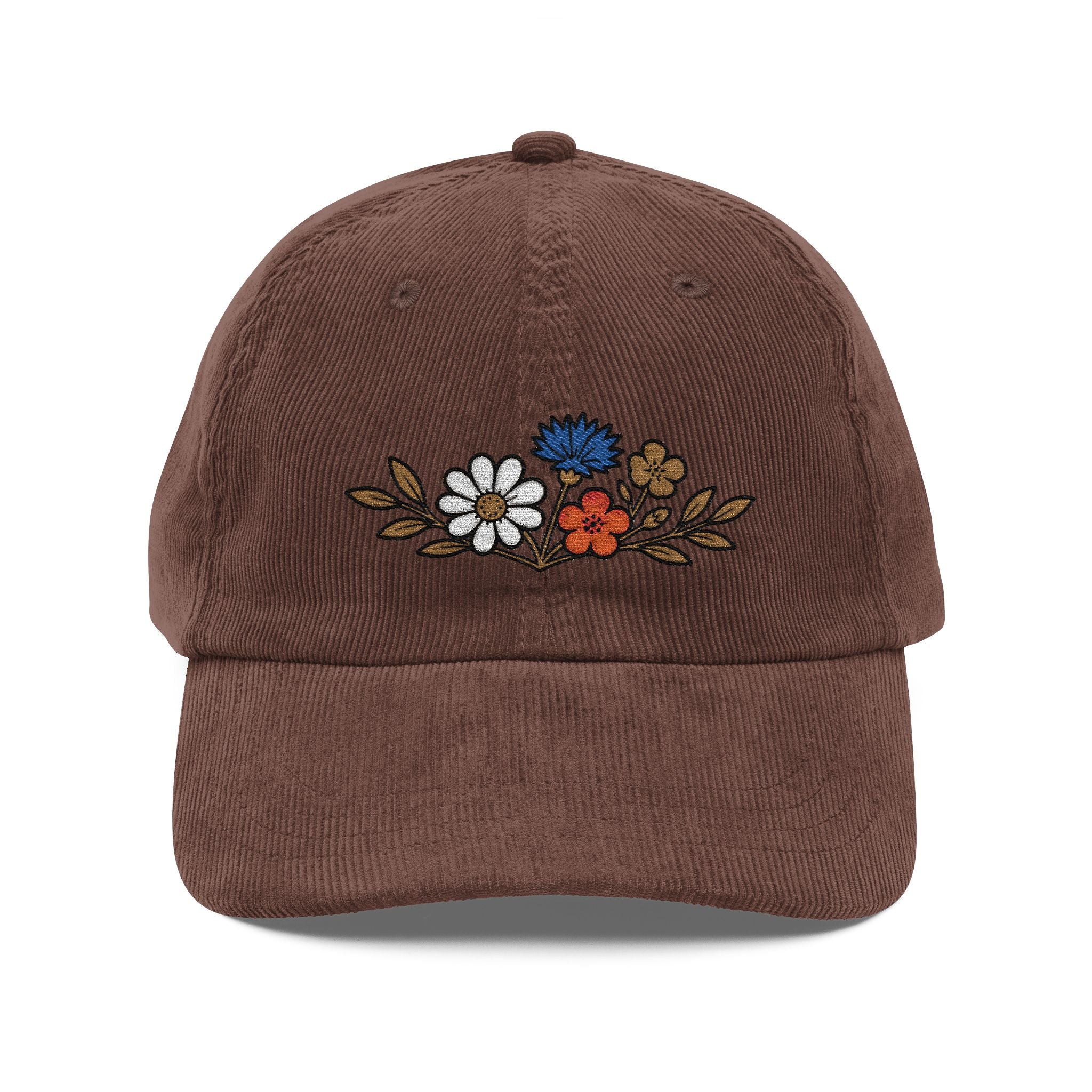 Wildflower Sprig — Embroidered Corduroy Hat