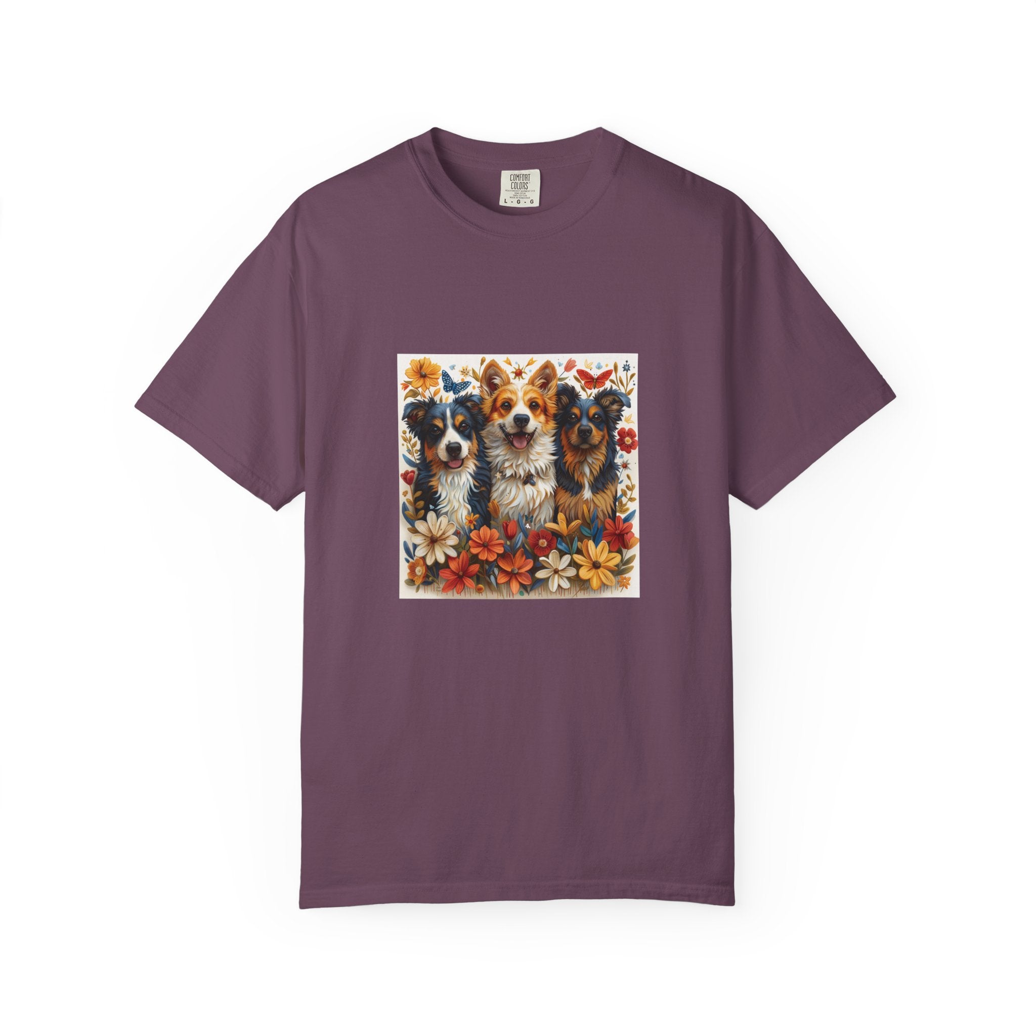 Dog Lover - Floral Three Dogs Tee