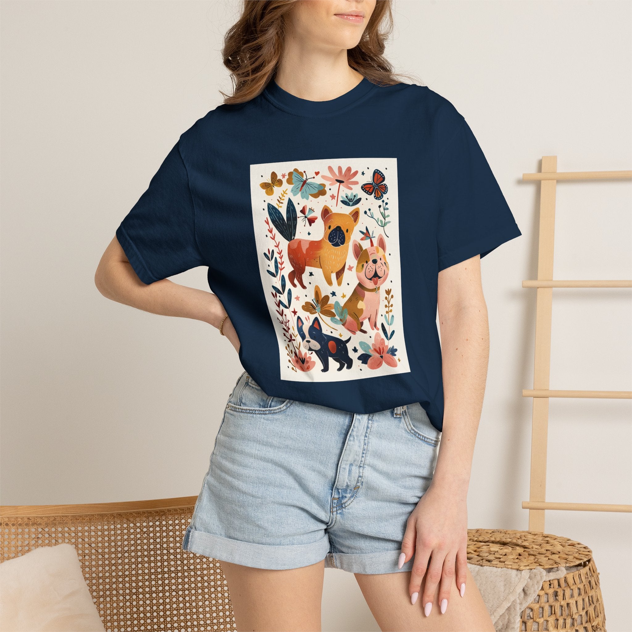 Folk Art Frenchies - French Bulldog Tee