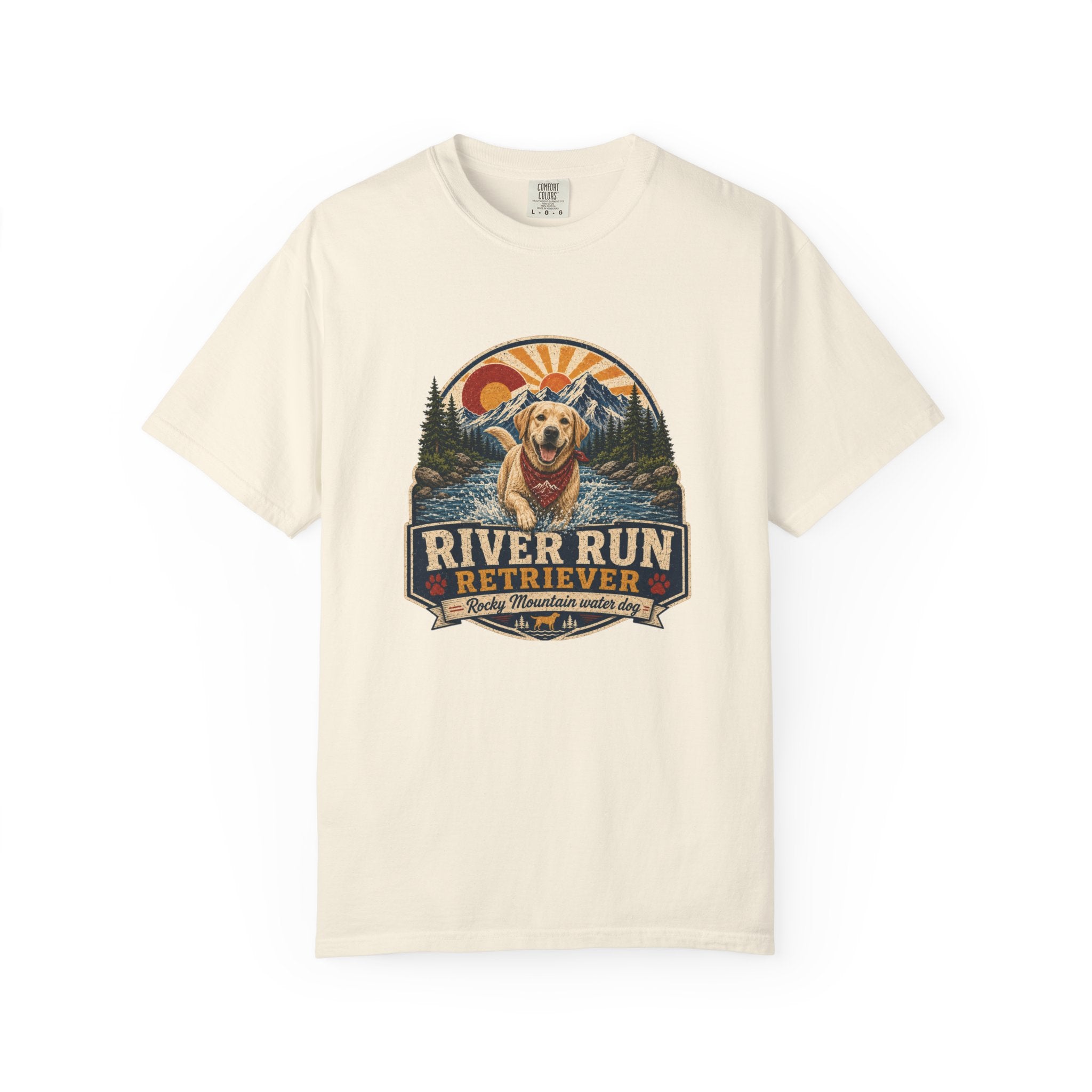 River Run Retriever Colorado dog shirt lifestyle mockup