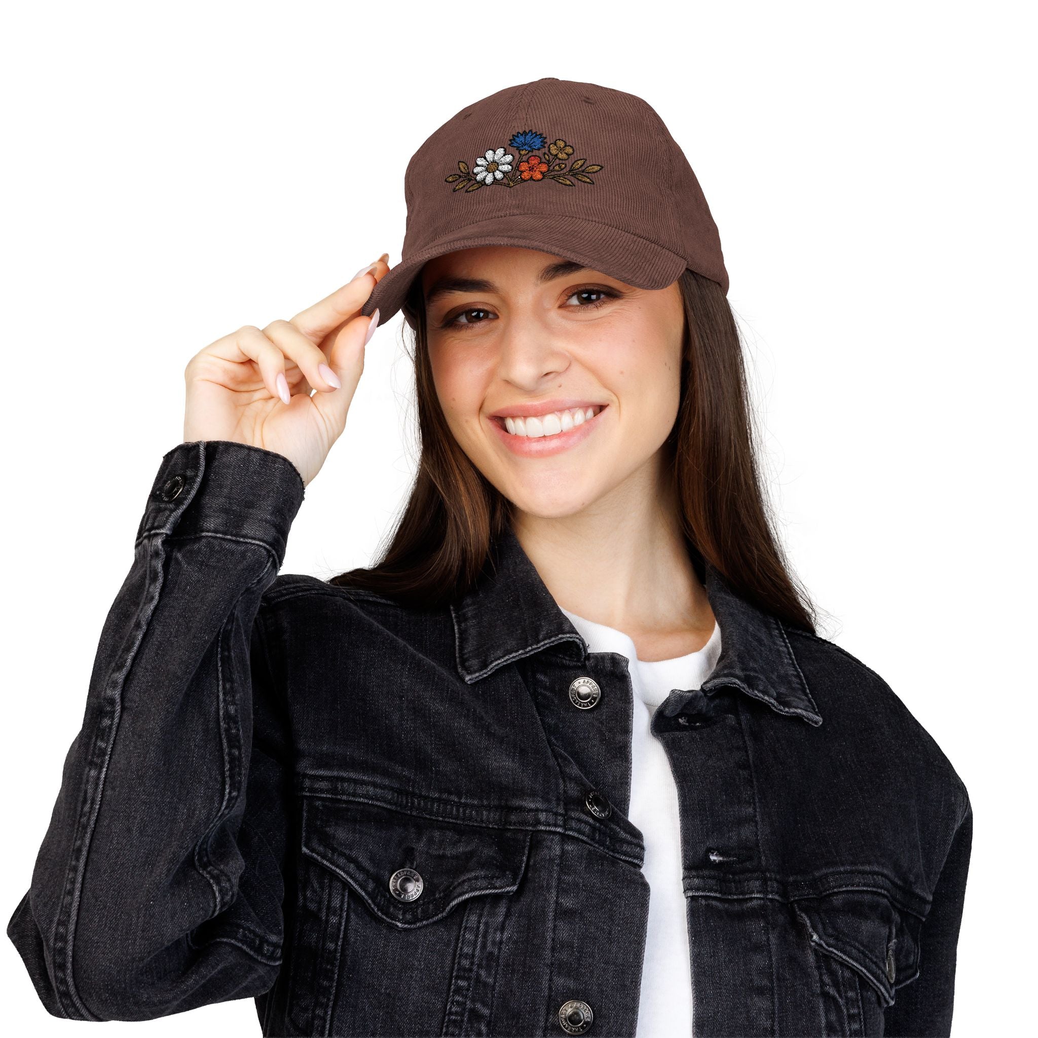 Wildflower Sprig — Embroidered Corduroy Hat