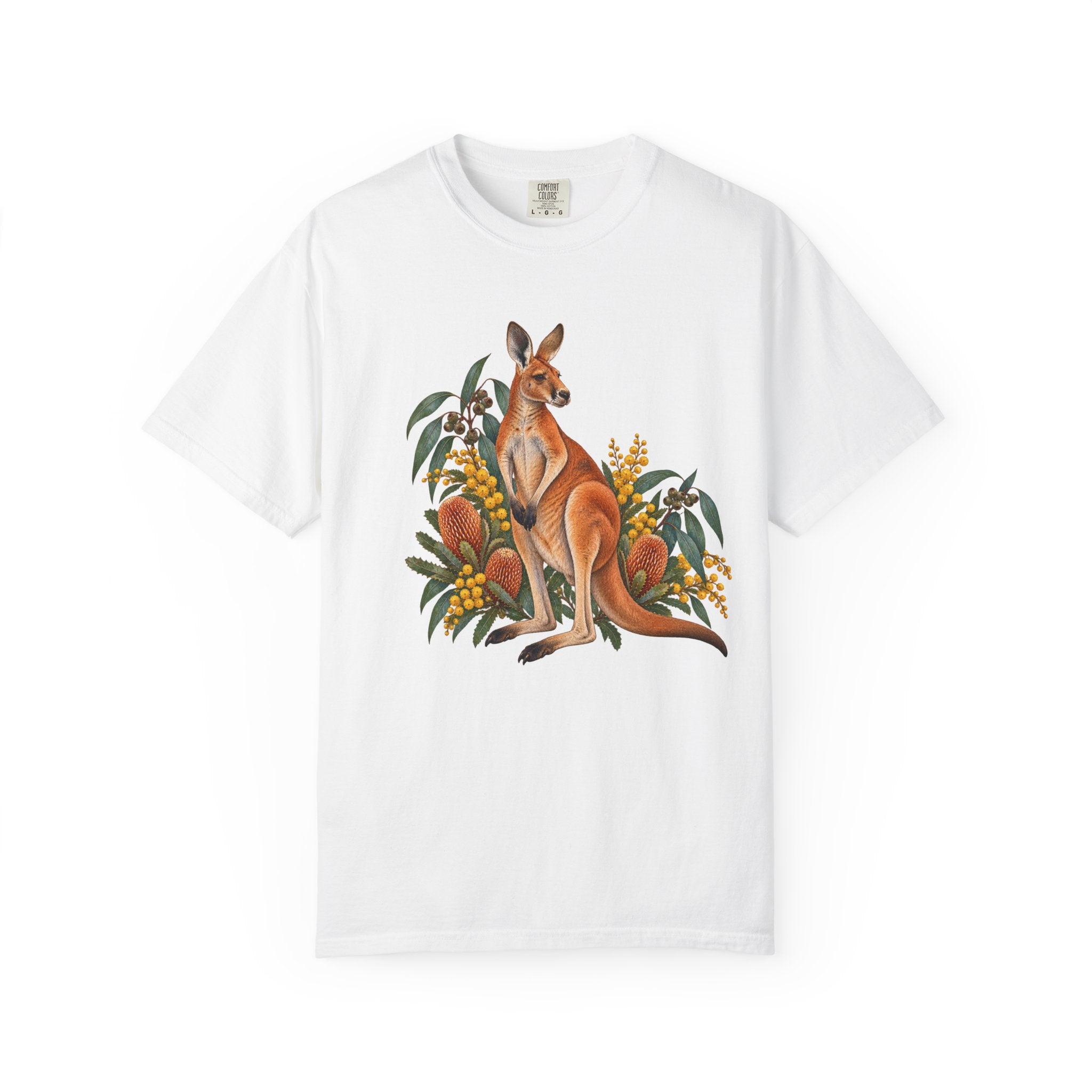 Kangaroo, Wattle & Banksia T-Shirt — Garment-Dyed Cotton