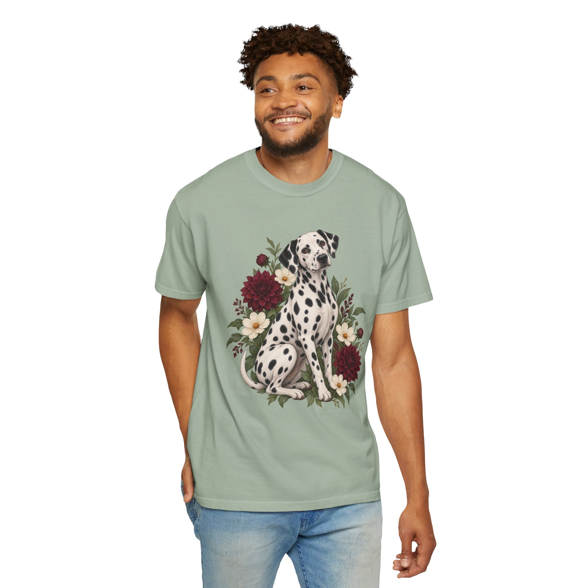 Dalmatian & Dahlia T-Shirt — Garment-Dyed Cotton