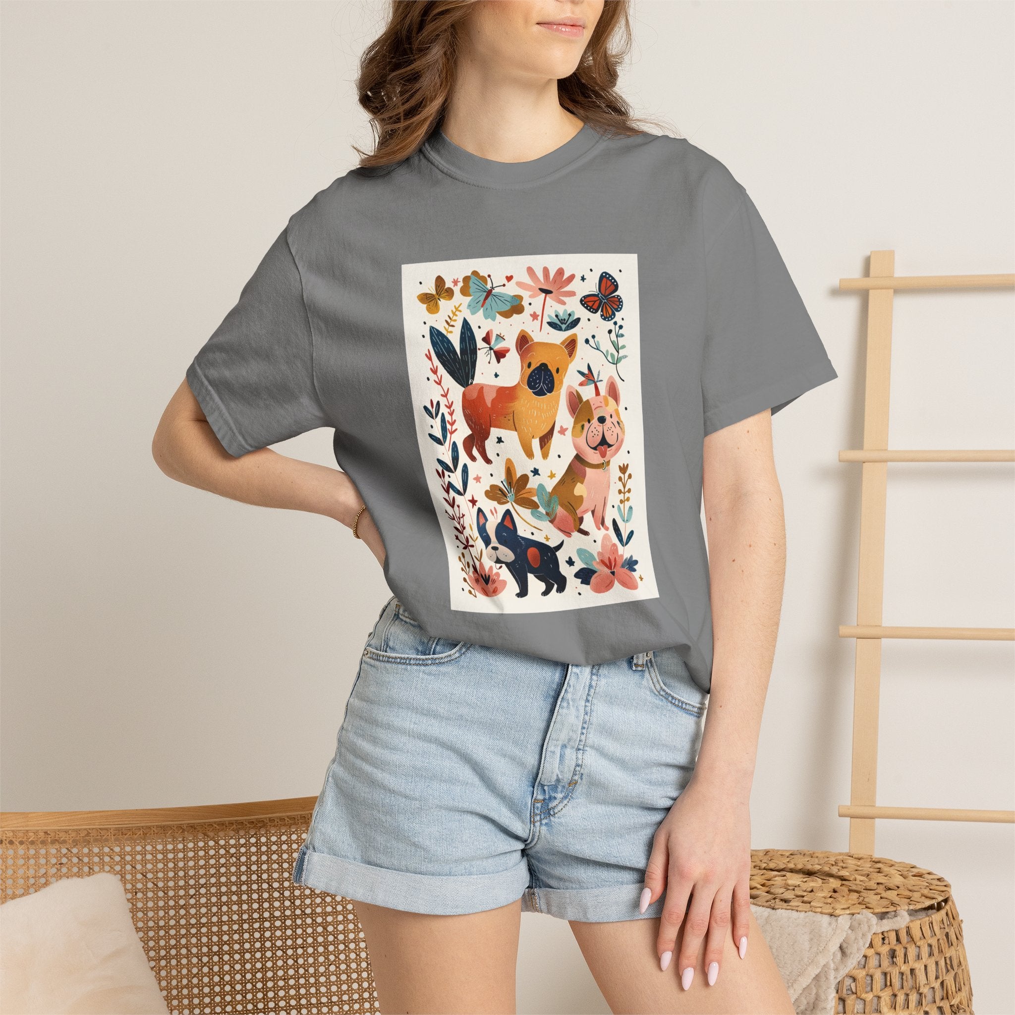 Folk Art Frenchies - French Bulldog Tee